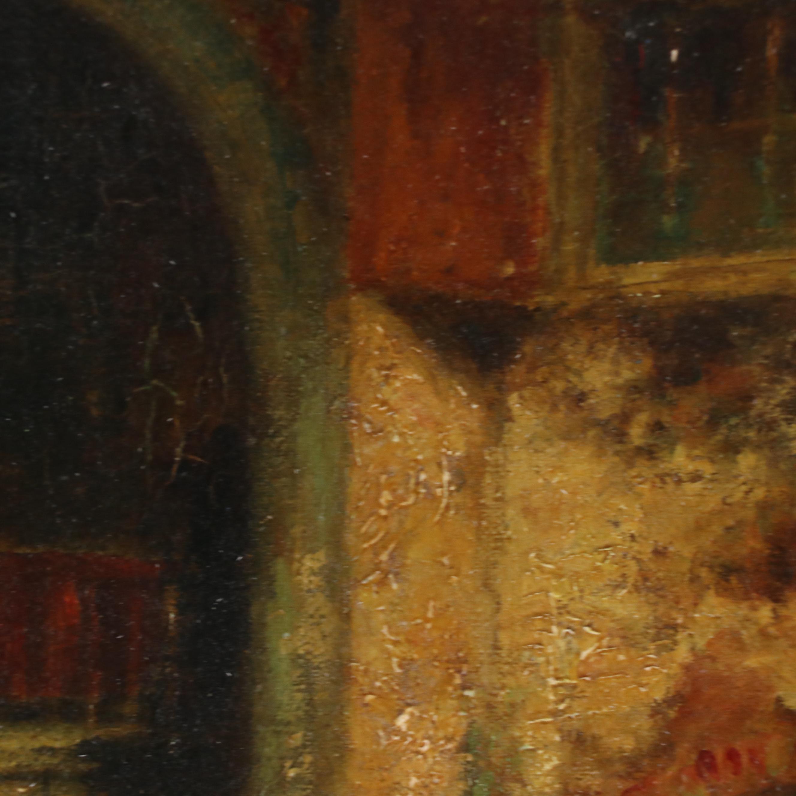 Alberta Kinsey Oil Painting of Courtyard With Stairwell