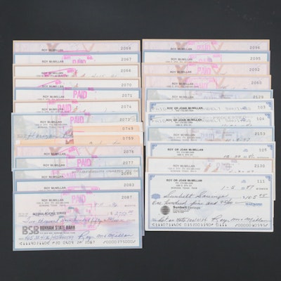 Roy McMillan Signed Personal Checks, Late 20th Century