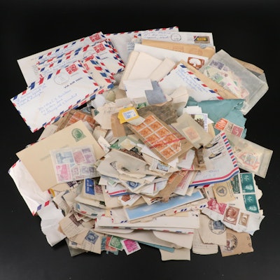 Group of Postal Covers, Postcards, and U.S. and World Postage Stamps