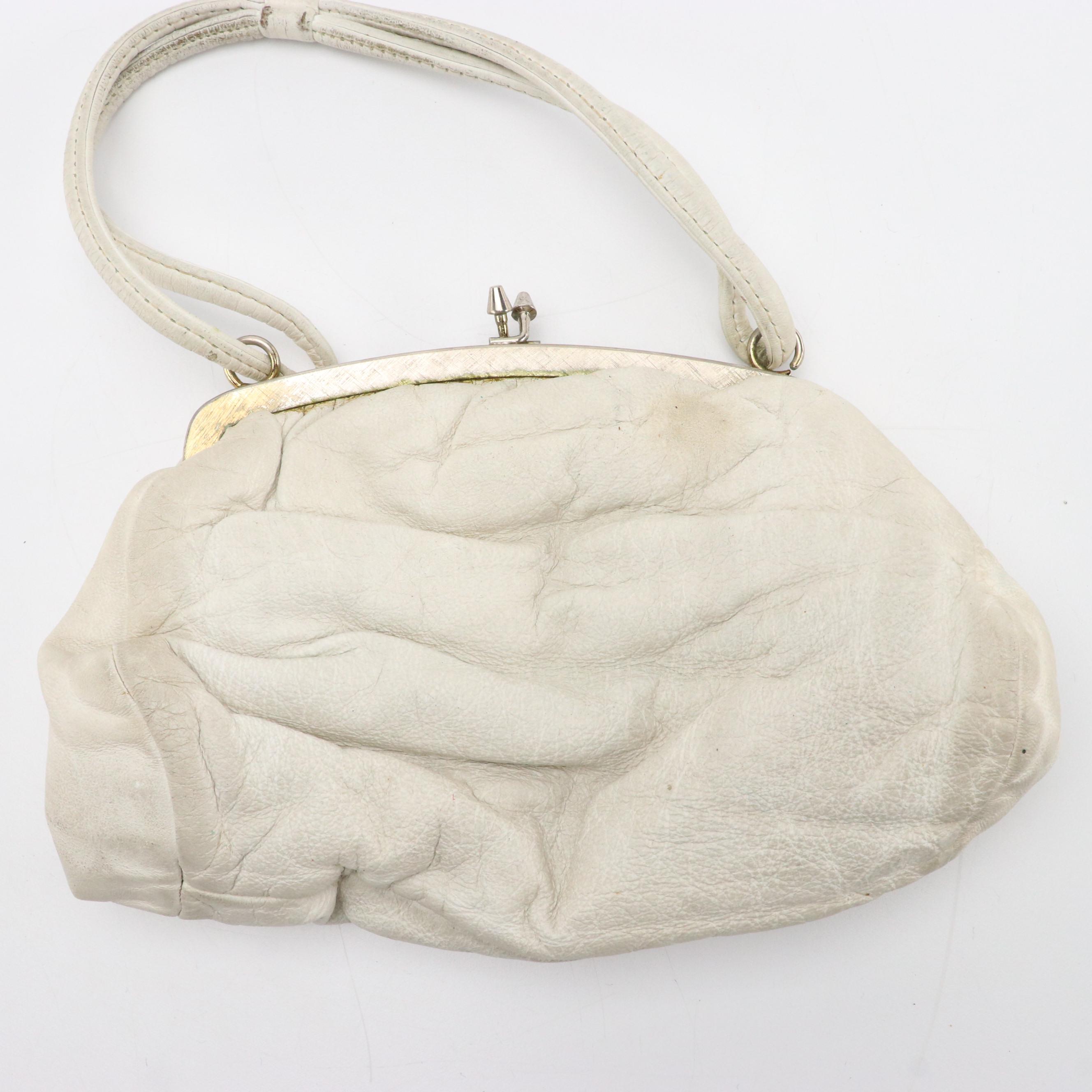 La Regale Black Woven Satin Frame Clutch, Other Vintage Leather/Suede Handbags