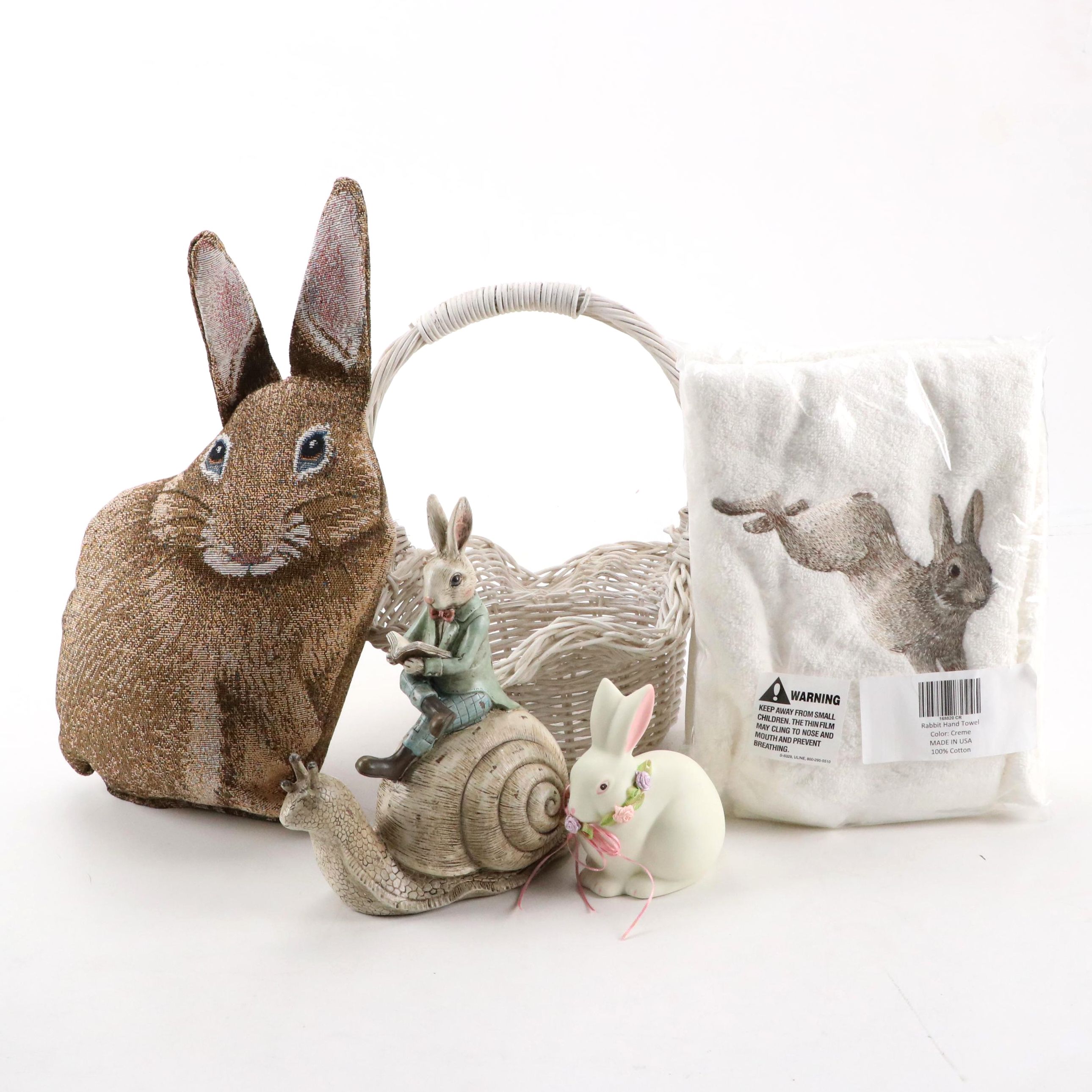 Dept. 56 Bisque Porcelain Rabbit with Other Easter Bunny Theme Décor