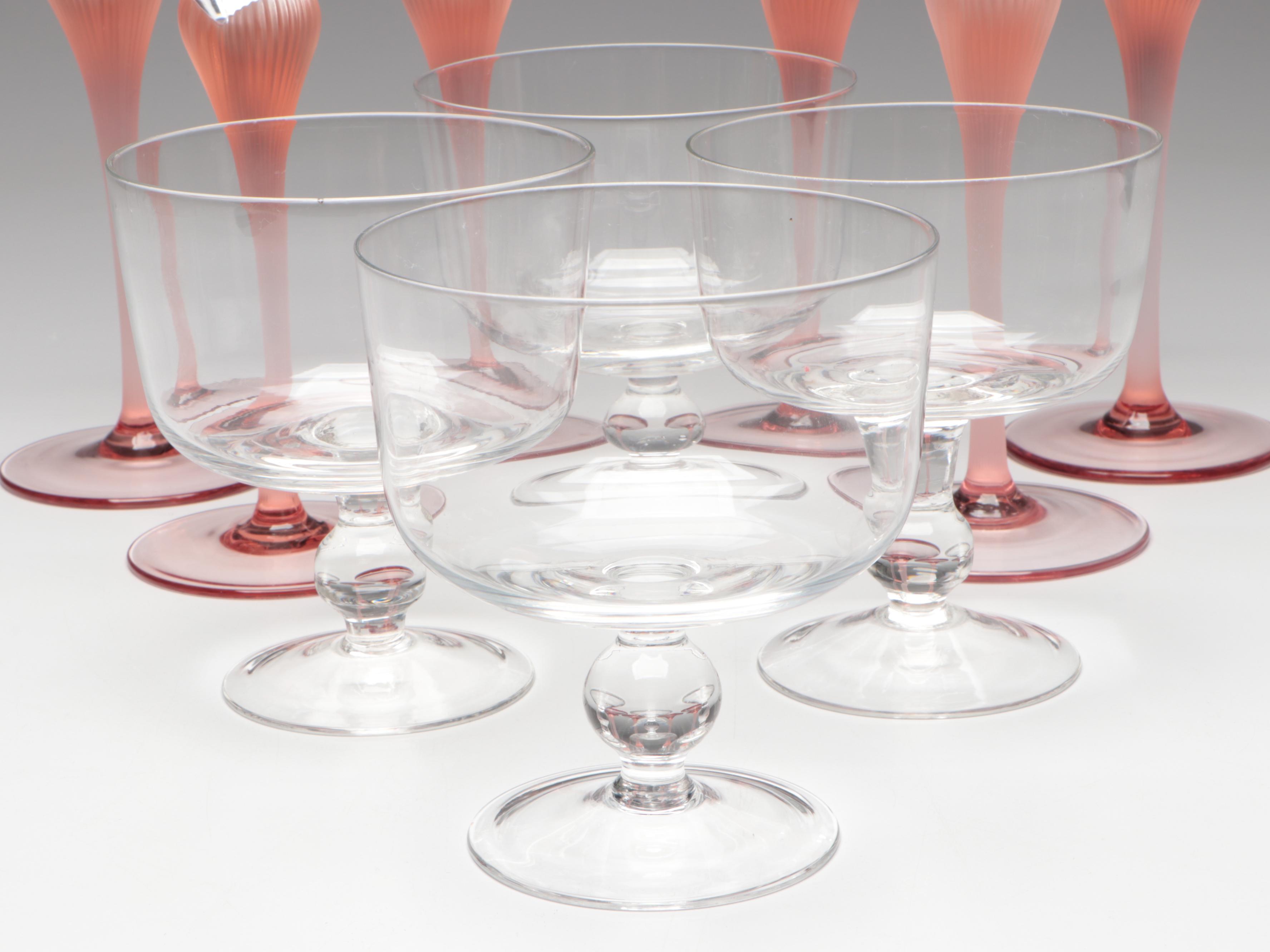 Mikasa "Sea Mist Coral Frosted Stem" Glass Water Goblets and More