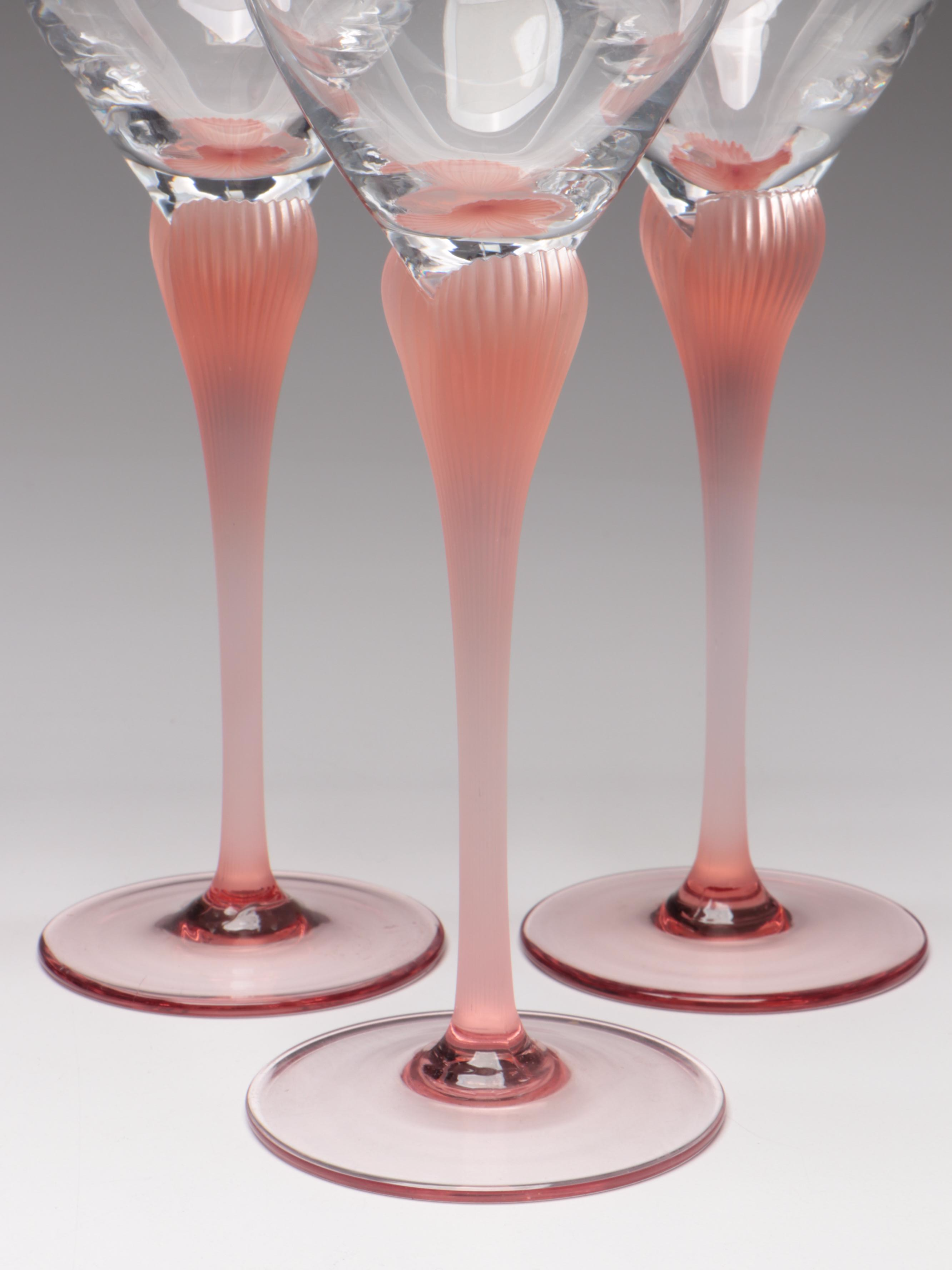 Mikasa "Sea Mist Coral Frosted Stem" Glass Water Goblets and More