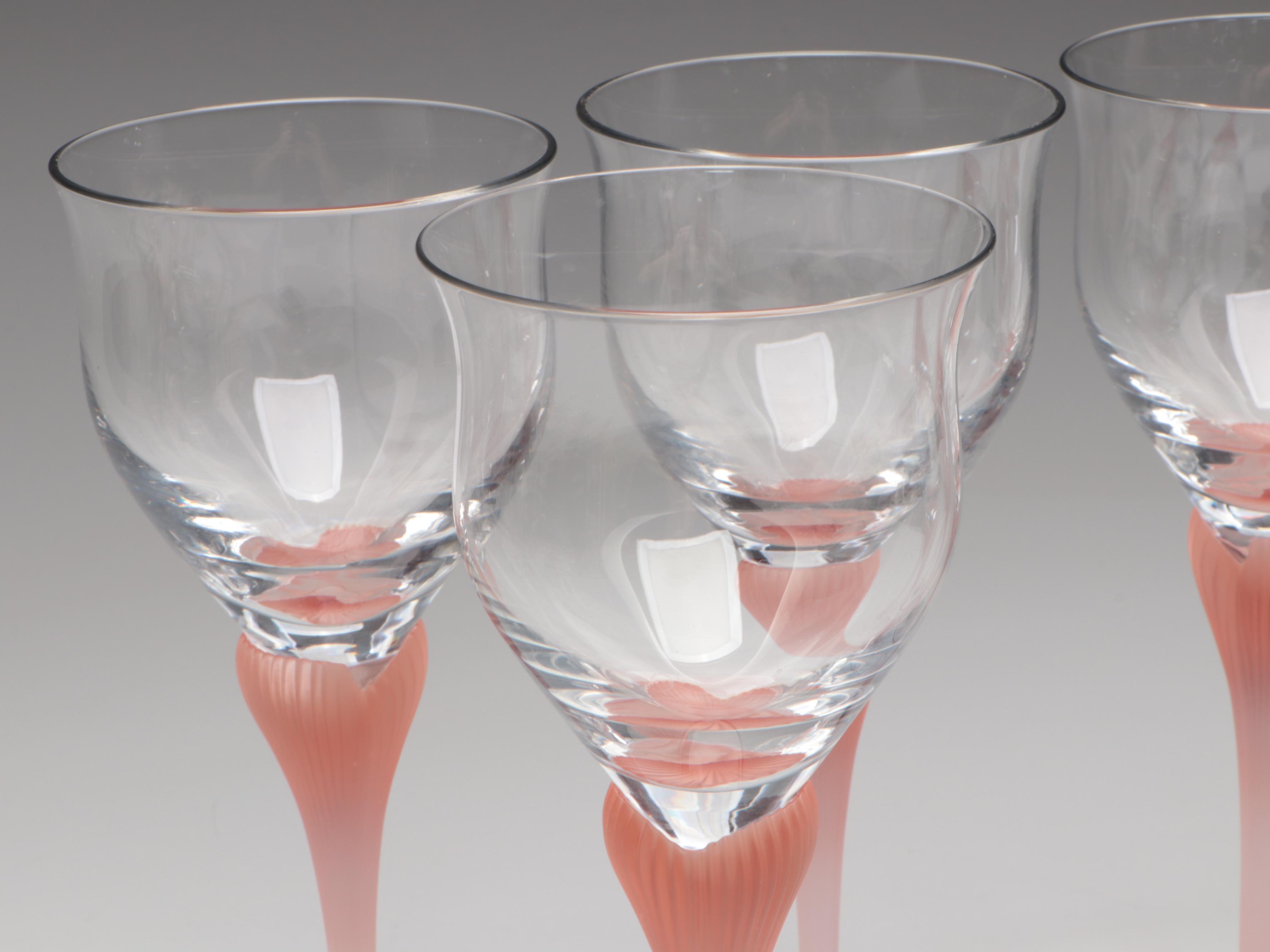Mikasa "Sea Mist Coral Frosted Stem" Glass Water Goblets and More