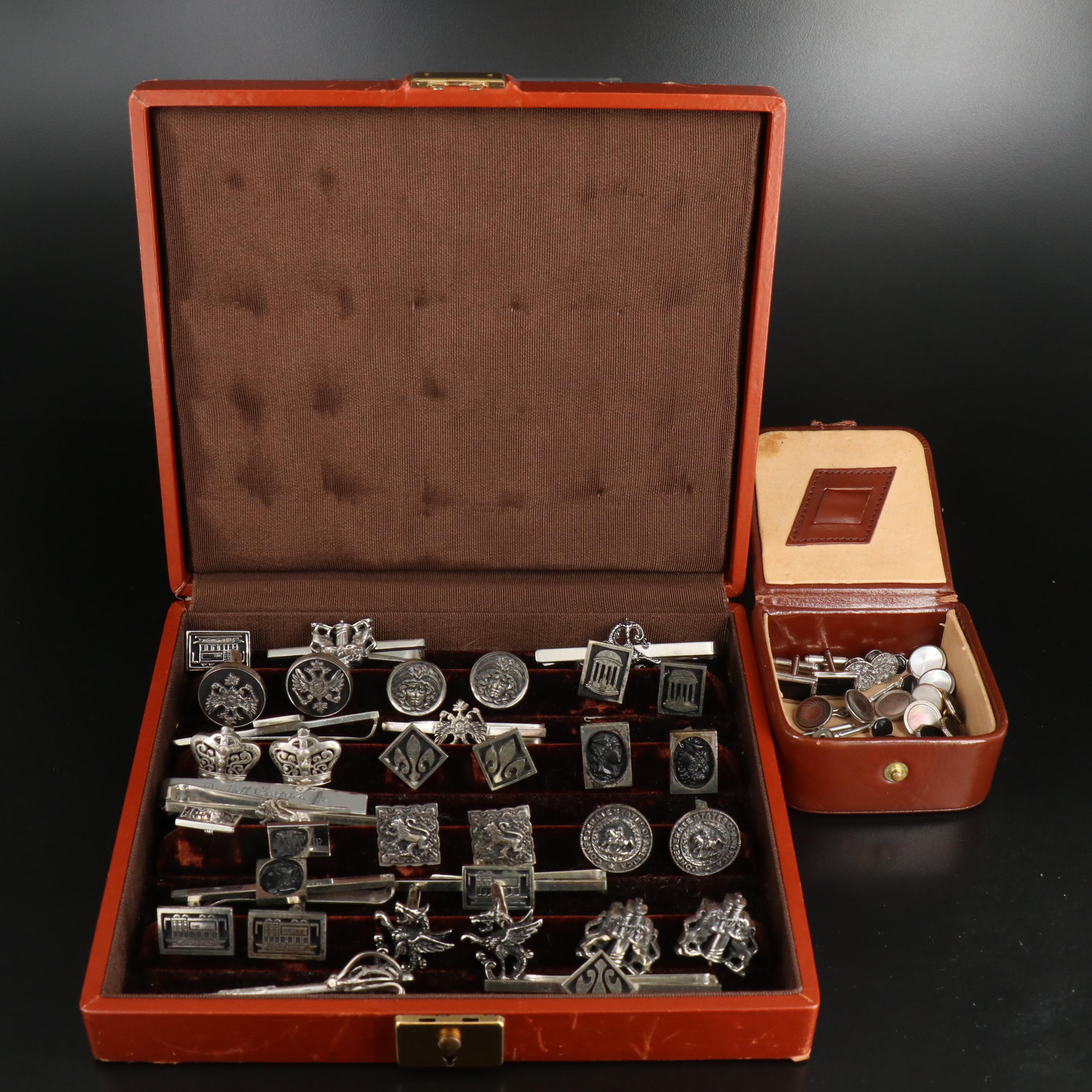 Vintage Cufflinks, Tie Bars and Button Studs Including Sterling