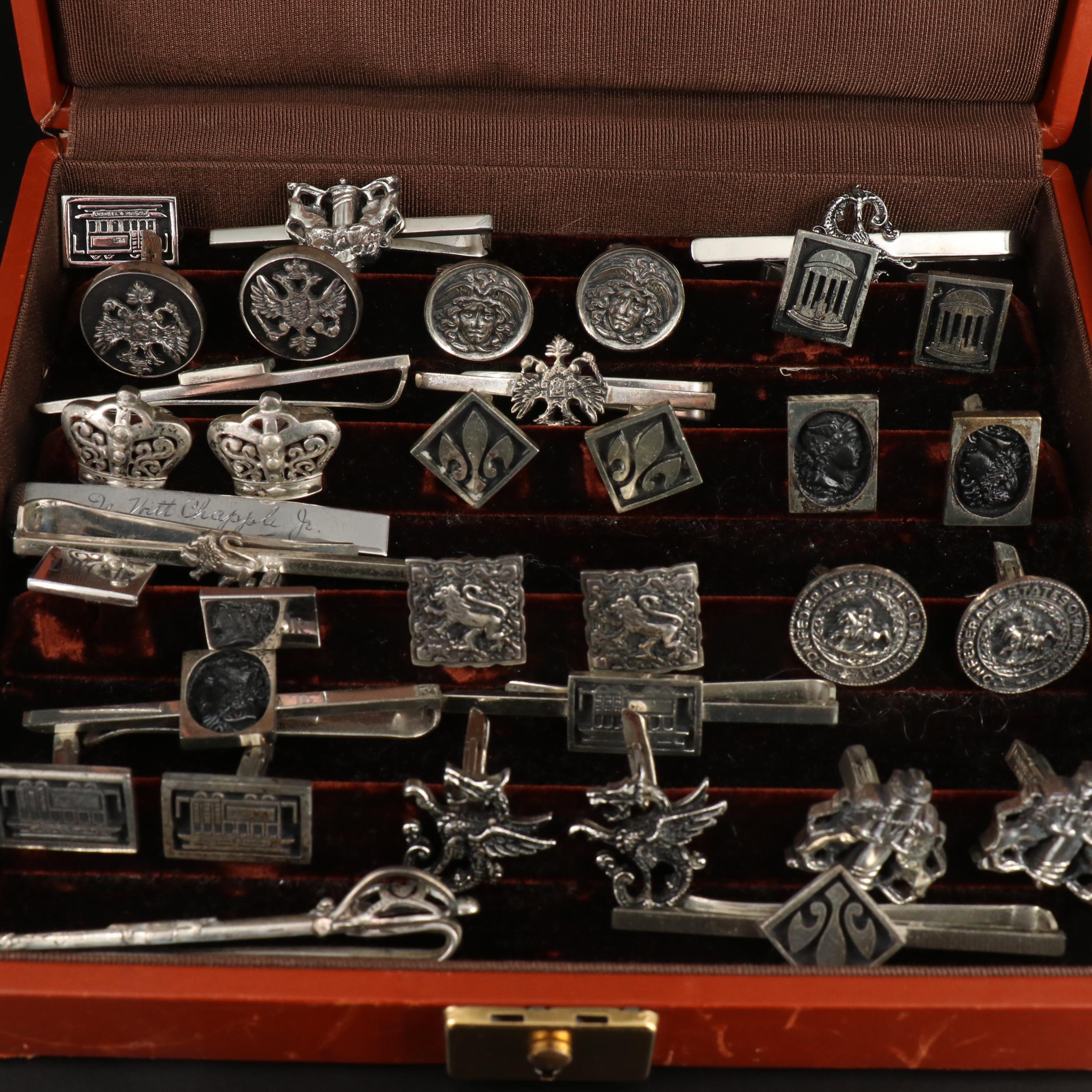 Vintage Cufflinks, Tie Bars and Button Studs Including Sterling