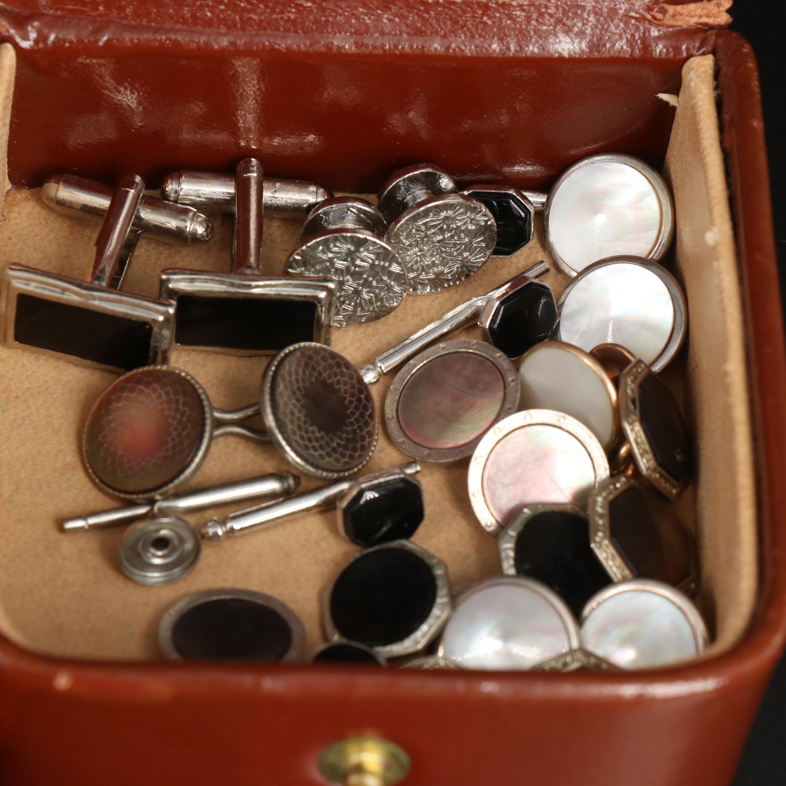 Vintage Cufflinks, Tie Bars and Button Studs Including Sterling
