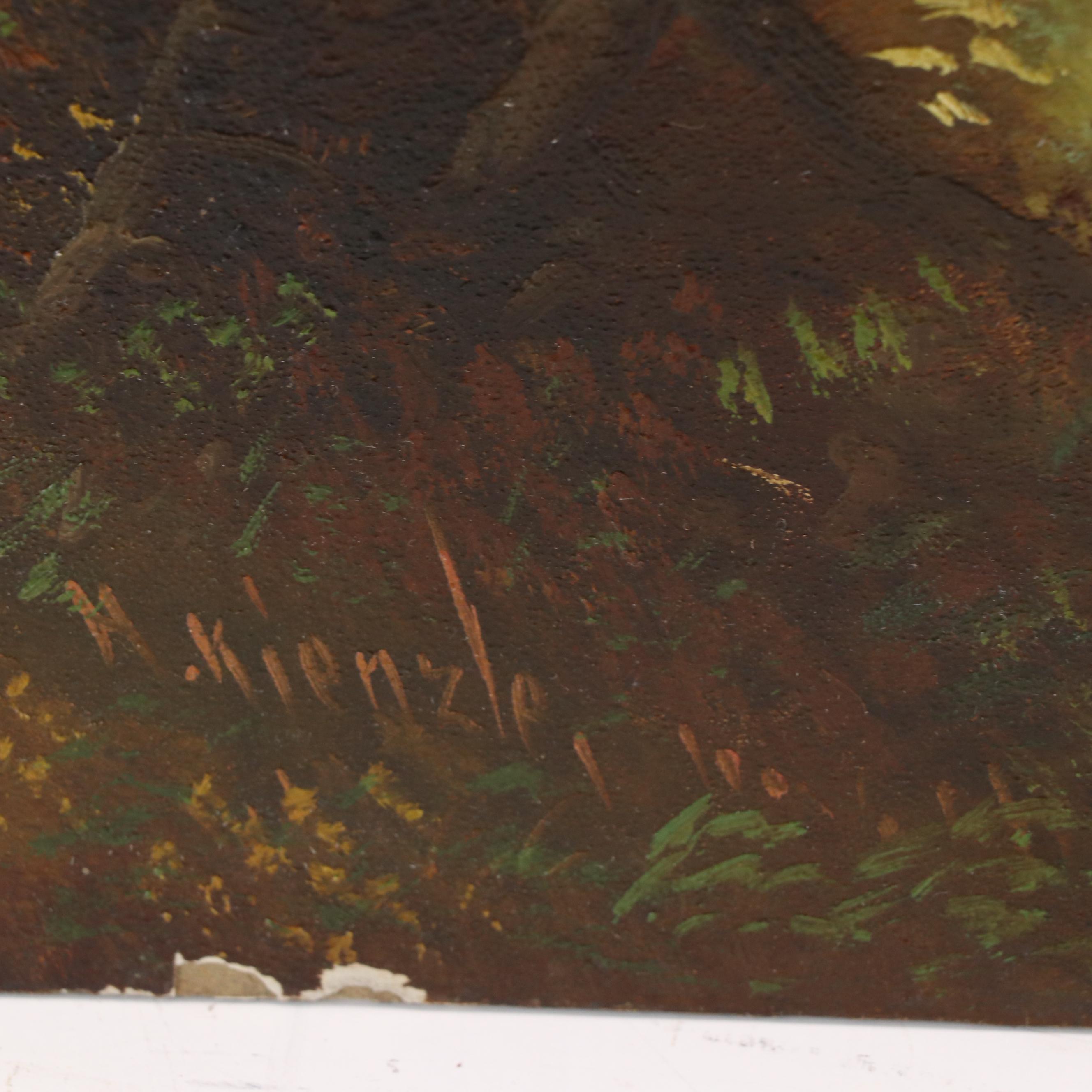 H. Kienzle Oil Painting of Hunting Scene with Dog