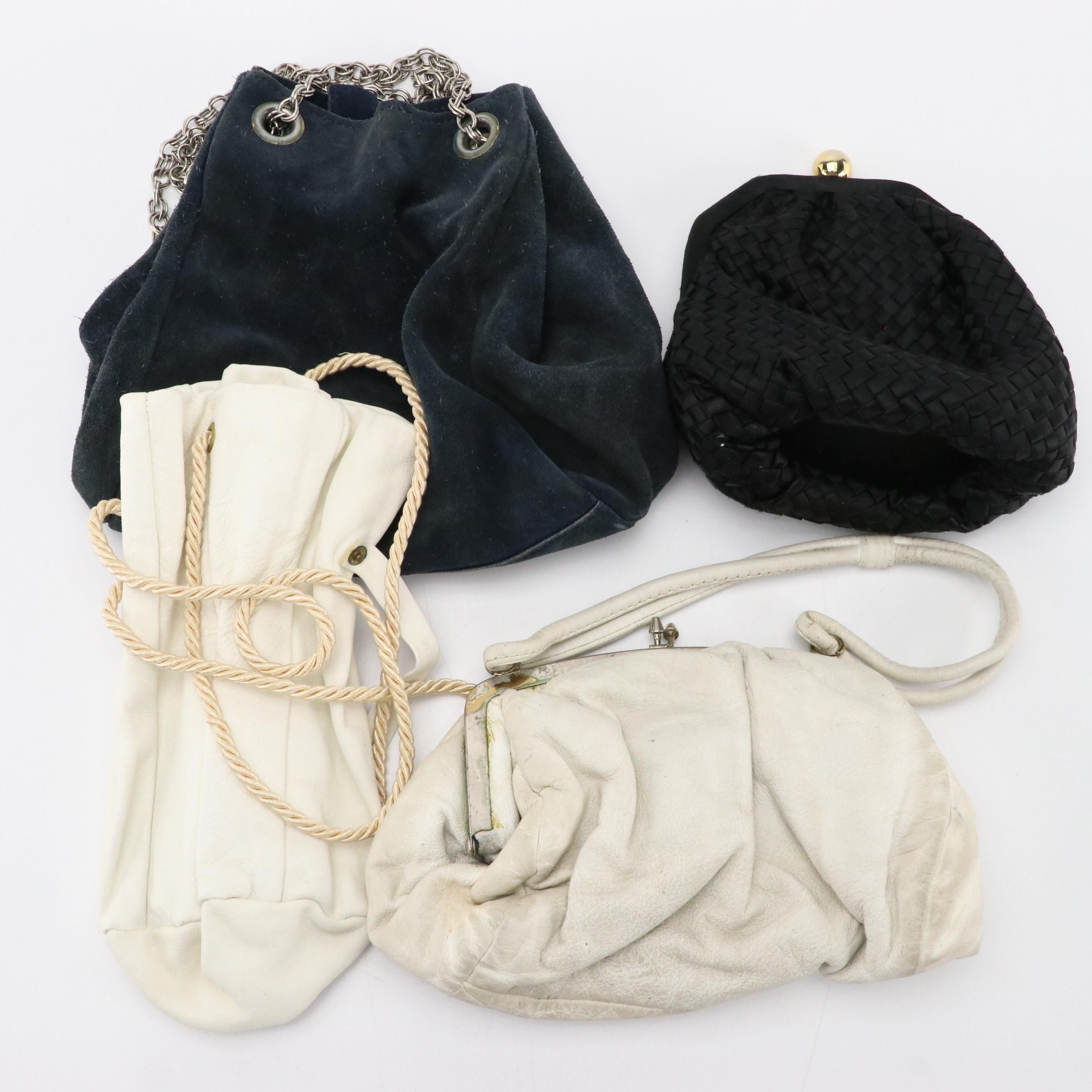 La Regale Black Woven Satin Frame Clutch, Other Vintage Leather/Suede Handbags