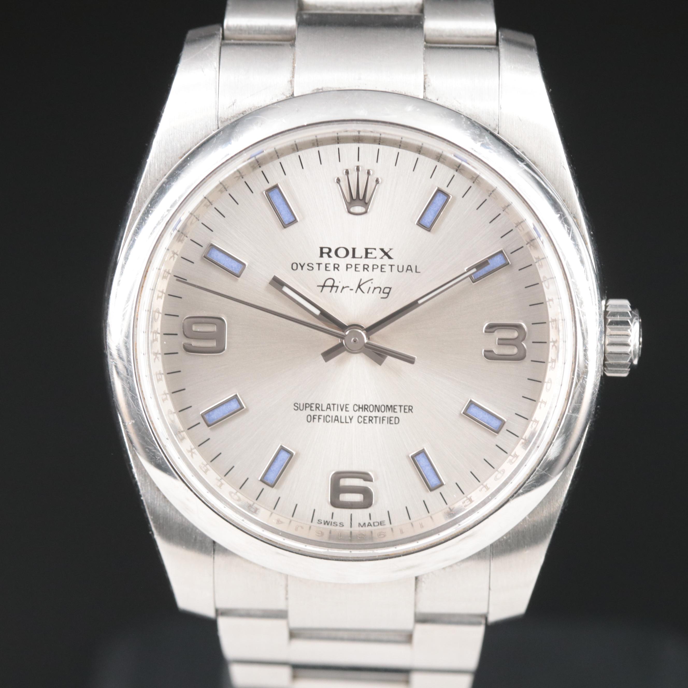 Rolex Air King Blue Bar Automatic Watch