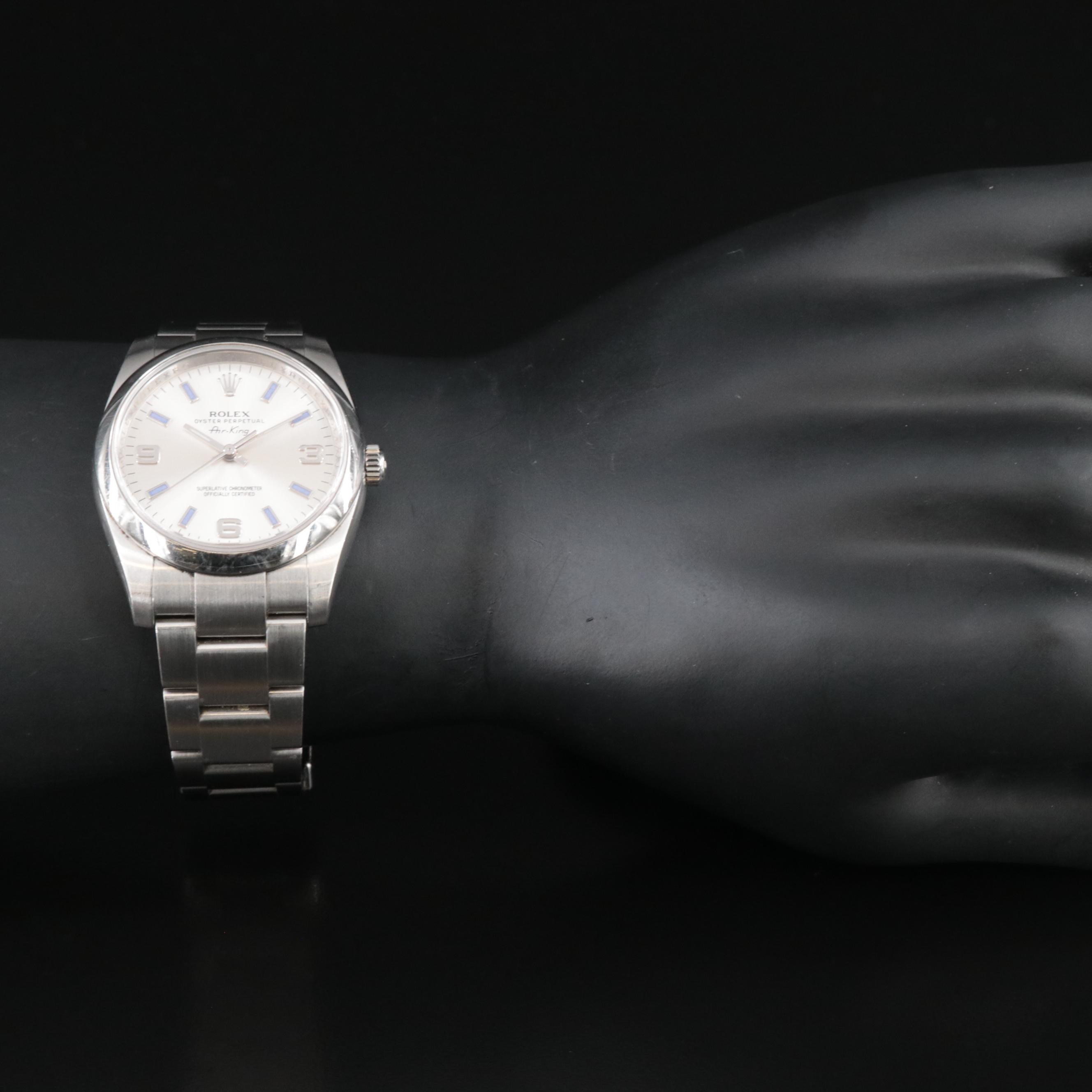 Rolex Air King Blue Bar Automatic Watch