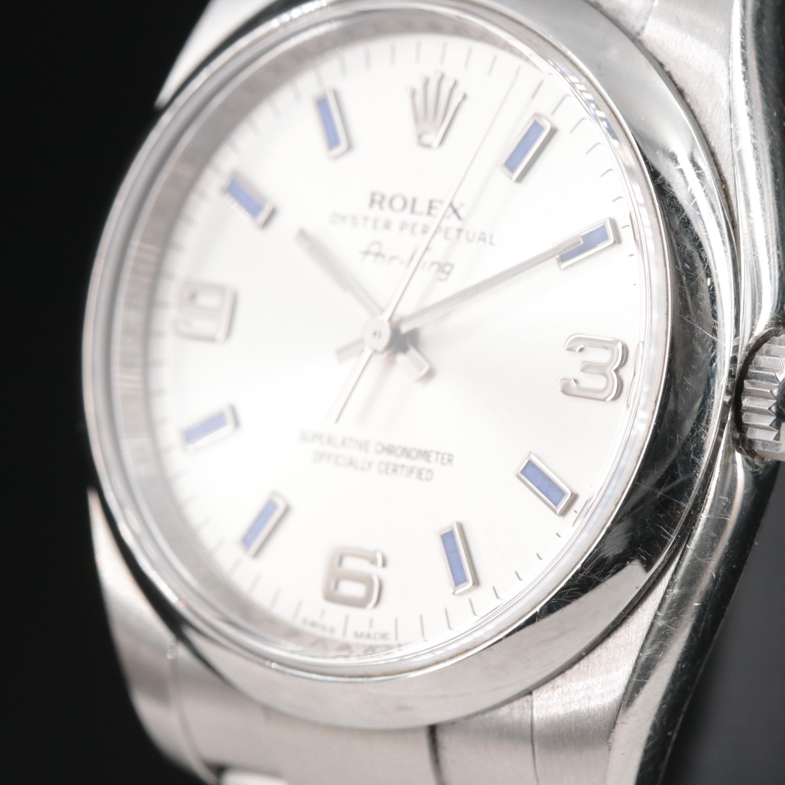 Rolex Air King Blue Bar Automatic Watch