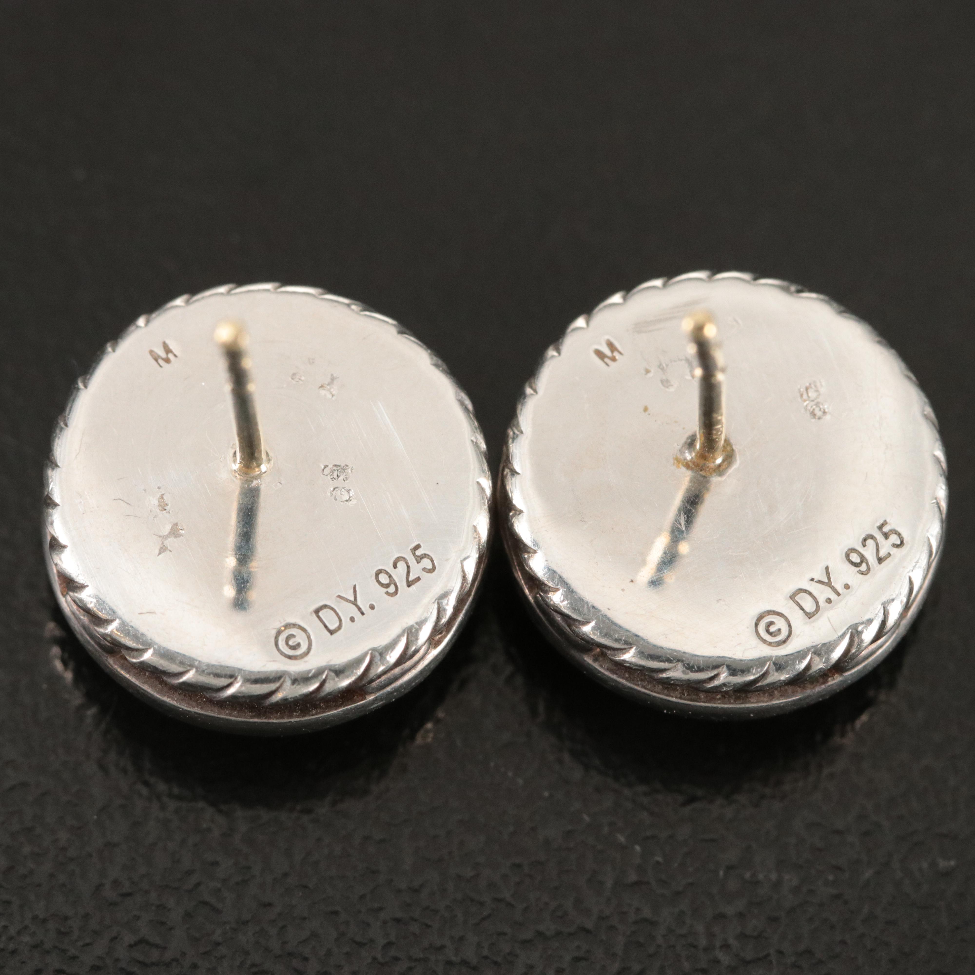 David Yurman Sterling Blue Topaz and Sapphire Halo Earrings