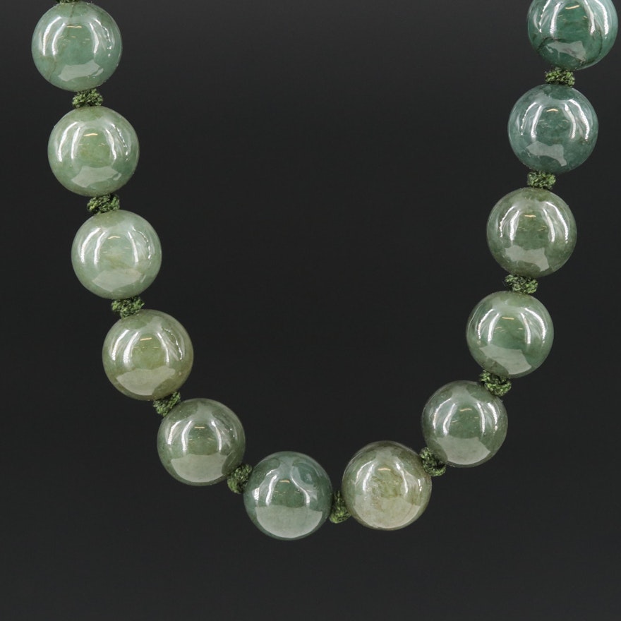 Jadeite Necklace with Sterling Clasp