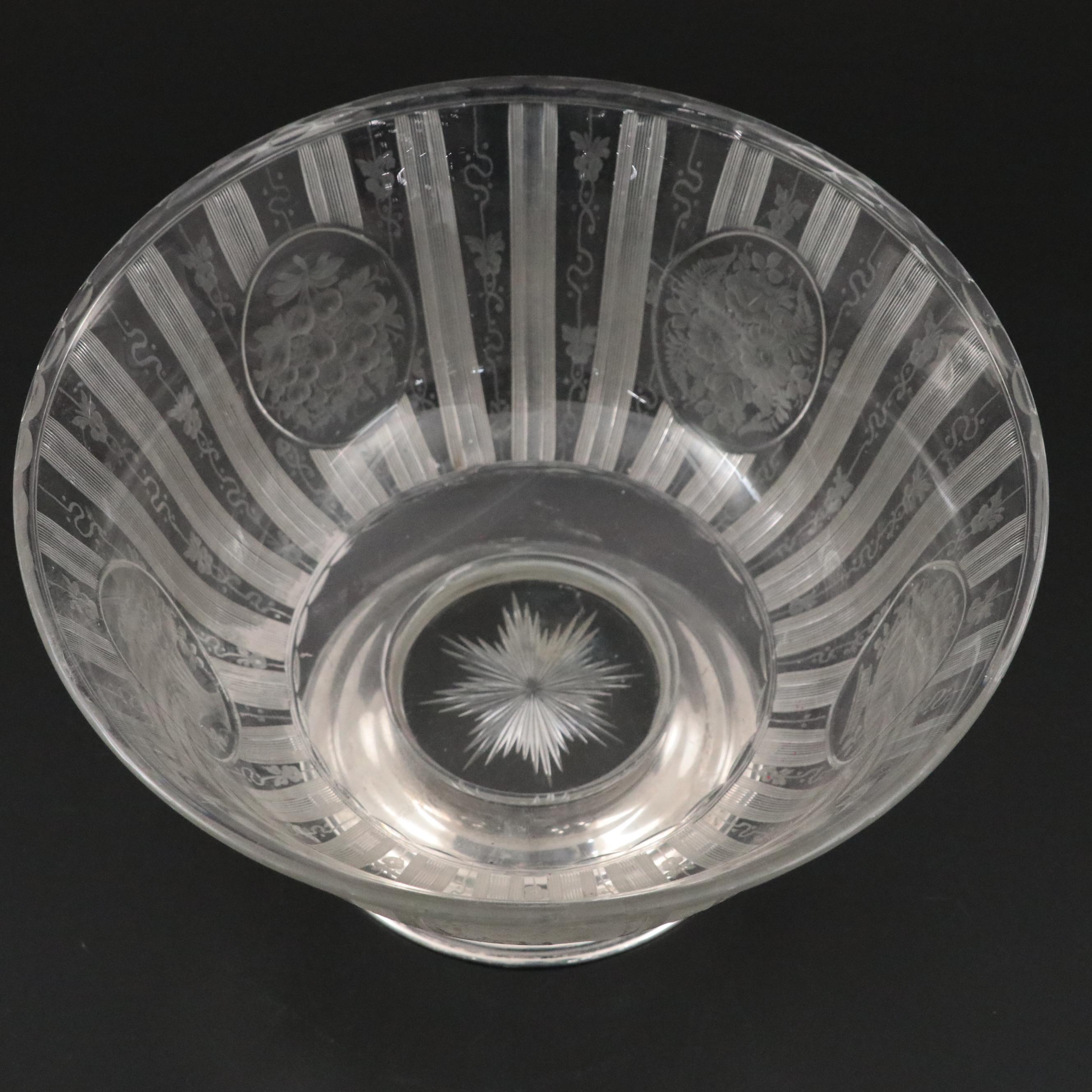 T. G. Hawkes & Co. Etched Glass Bowl with Sterling Silver Base