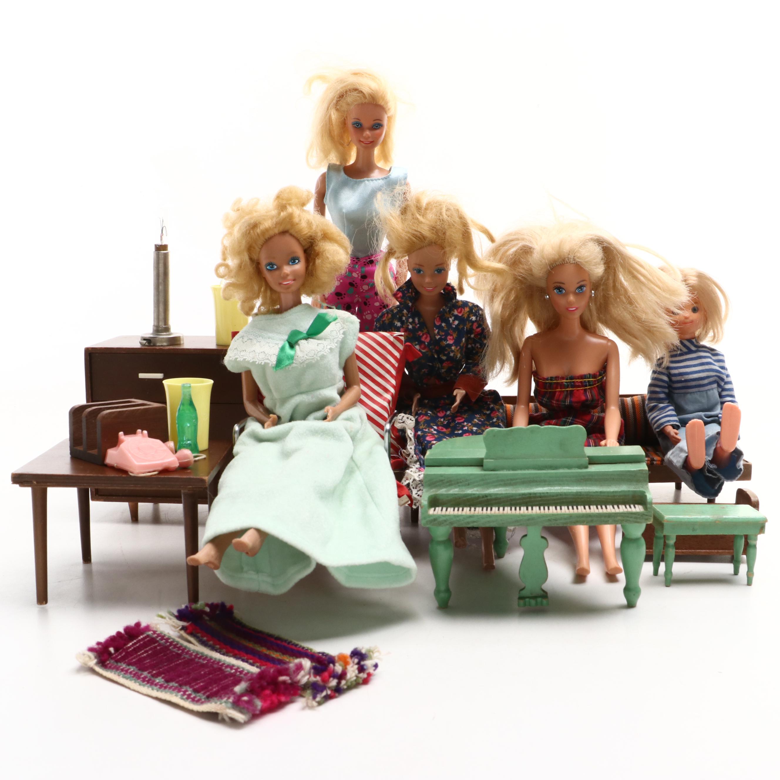 Mattel "Barbie" with Other Dolls and Accessories, Mid to Late 20th Century