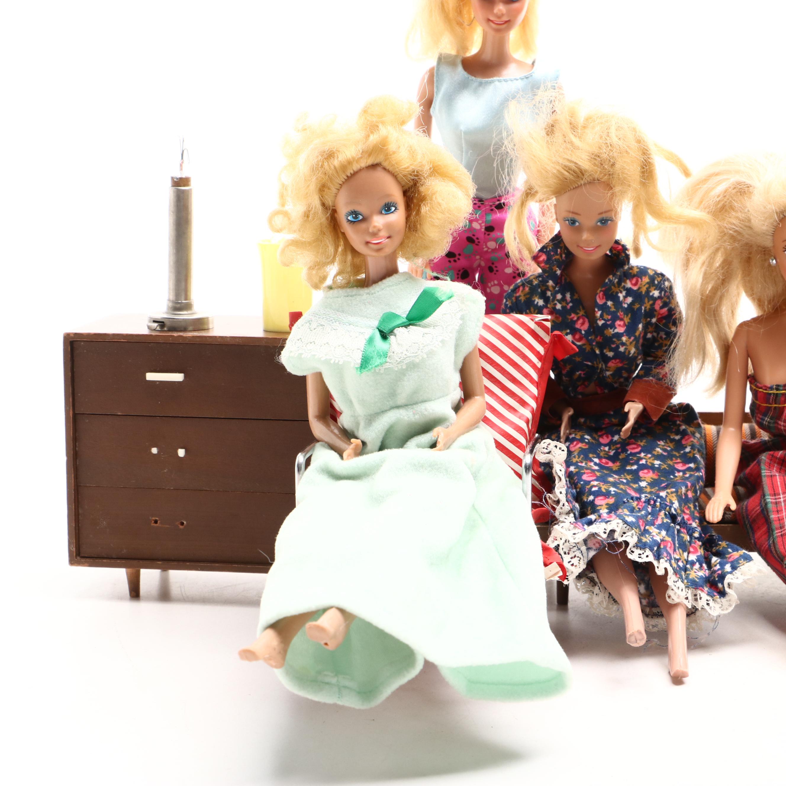 Mattel "Barbie" with Other Dolls and Accessories, Mid to Late 20th Century