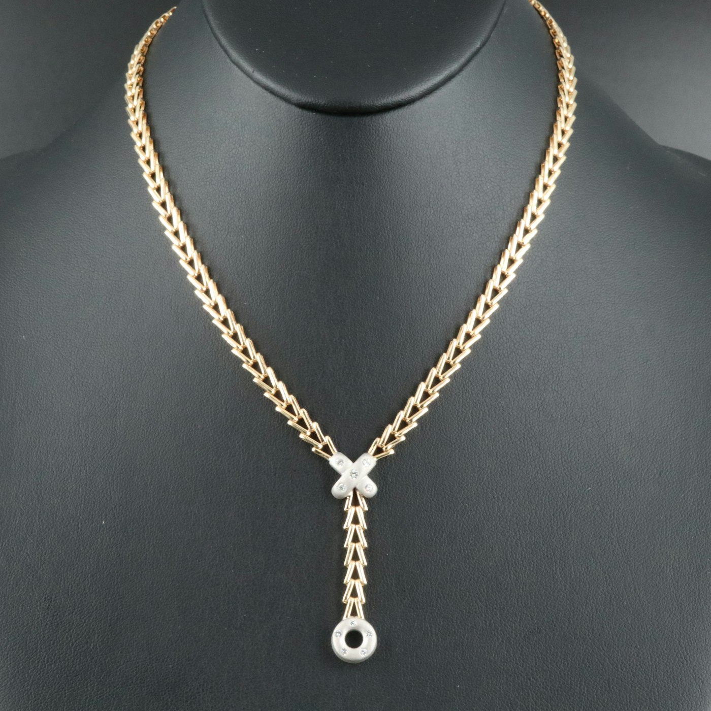 14K 0.32 CTW Diamond Two-Tone Fancy Link XO Necklace | EBTH