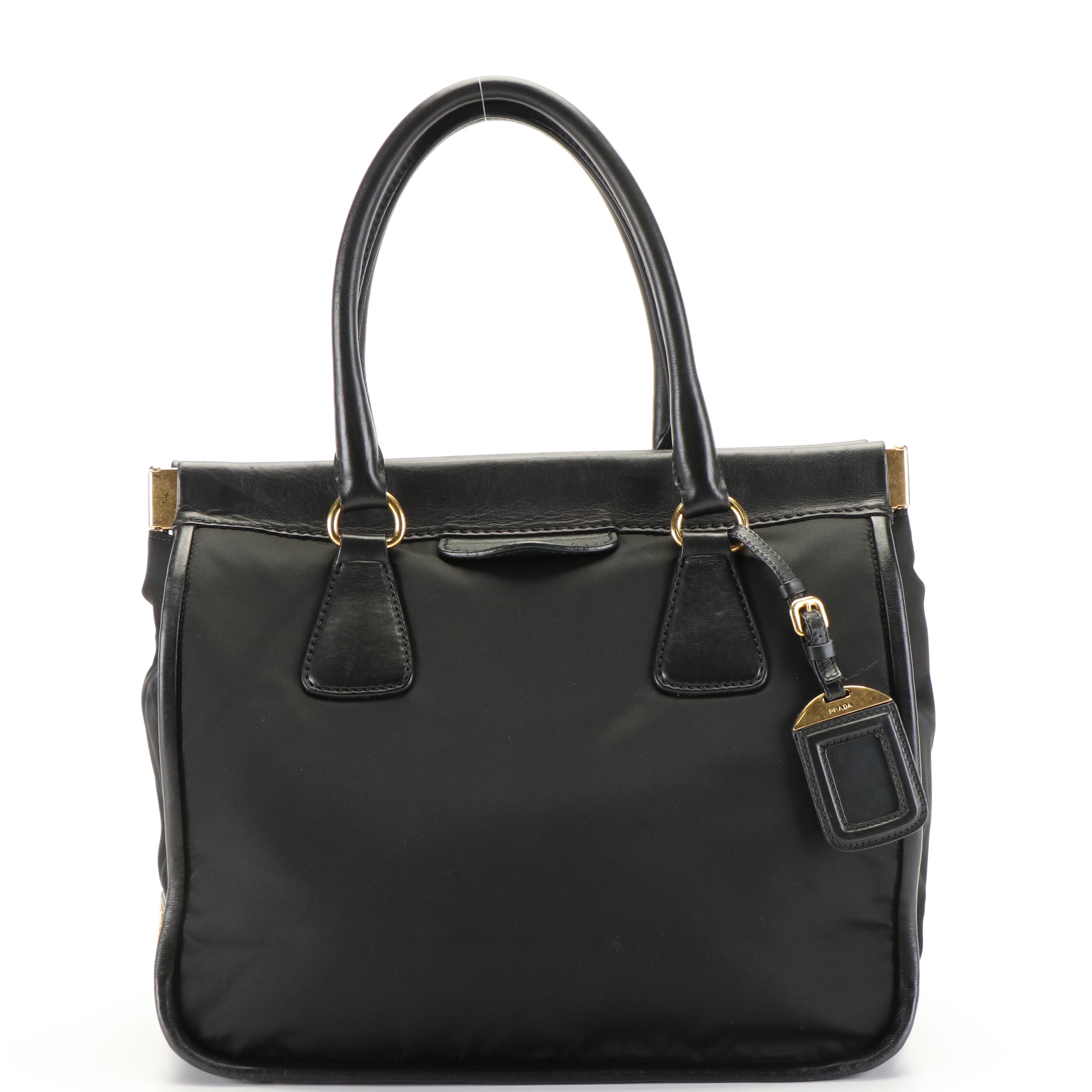 Prada Top Handle Bag in Black Tessuto Nylon