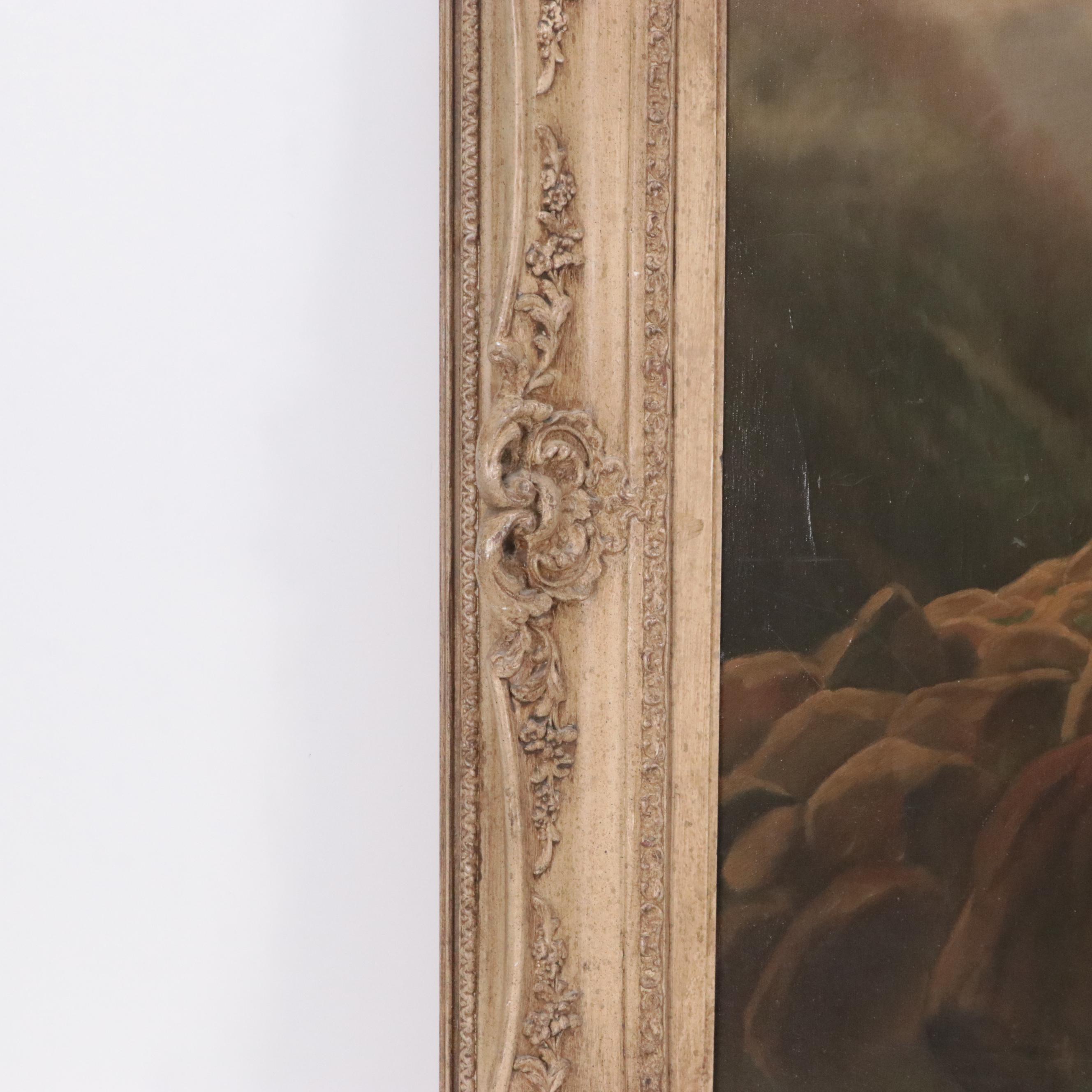 Oil Painting of Ibex in Mountain Landscape After Georges Frédéric Rötig