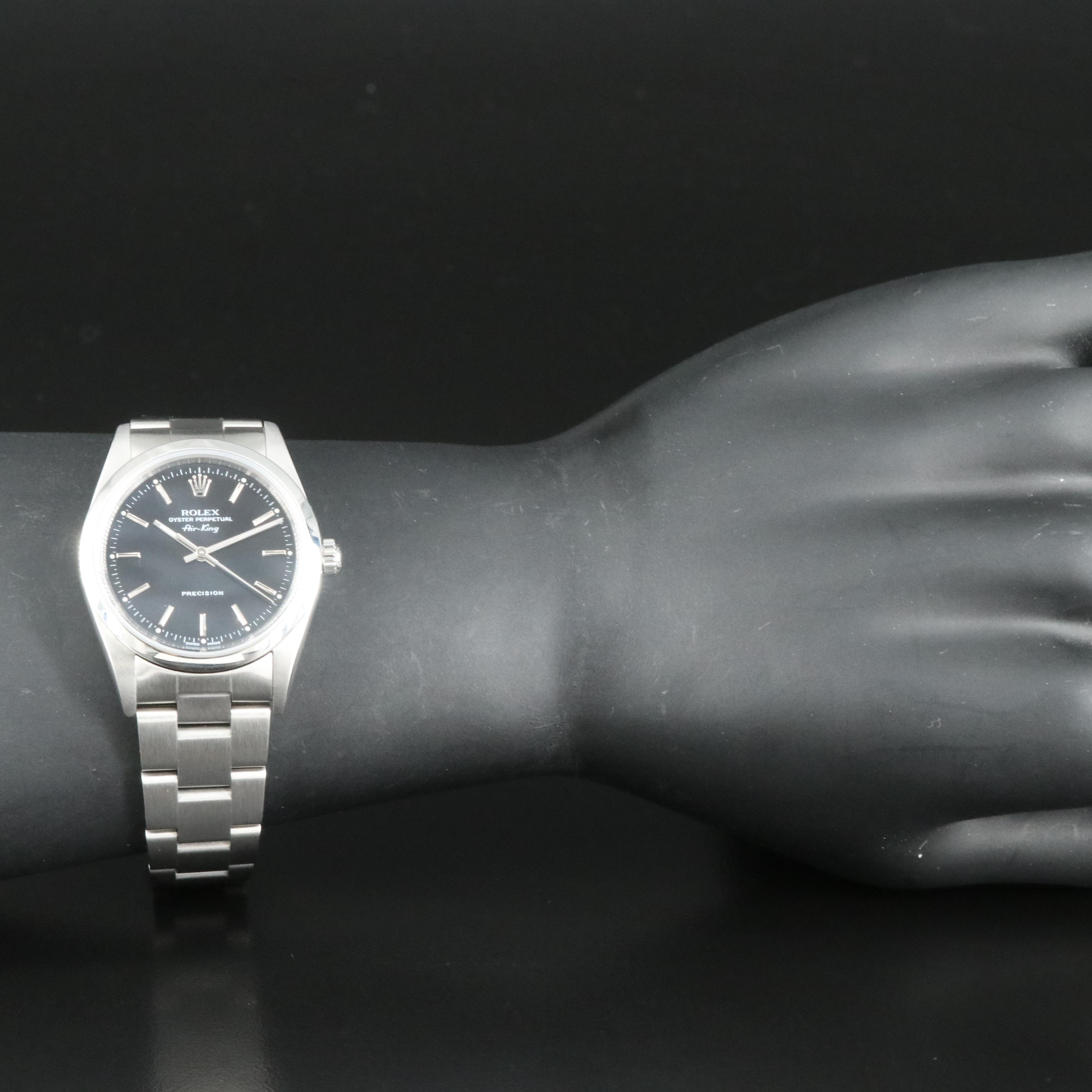 Rolex Air-King Steel Black Dial 34MM Automatic Watch