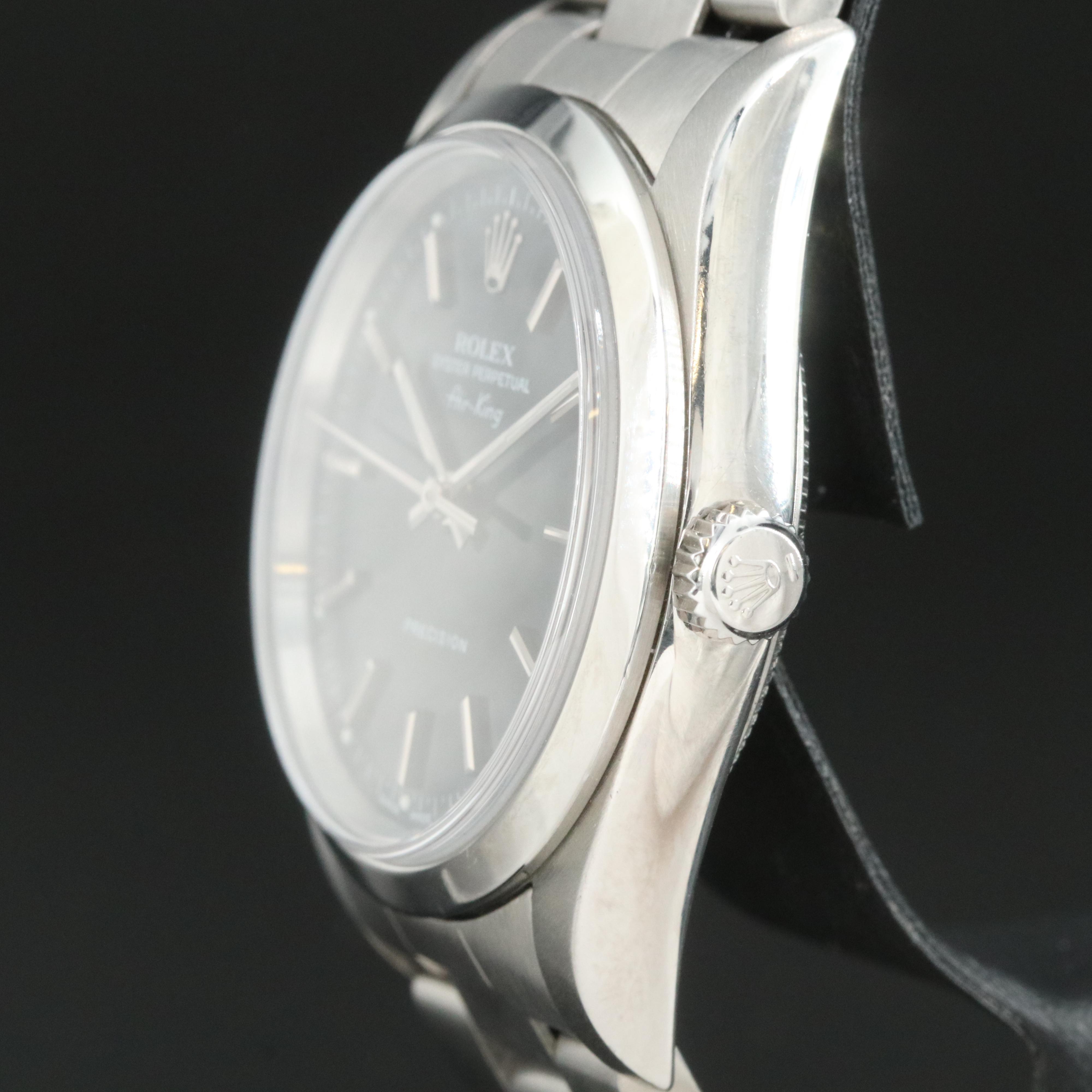 Rolex Air-King Steel Black Dial 34MM Automatic Watch