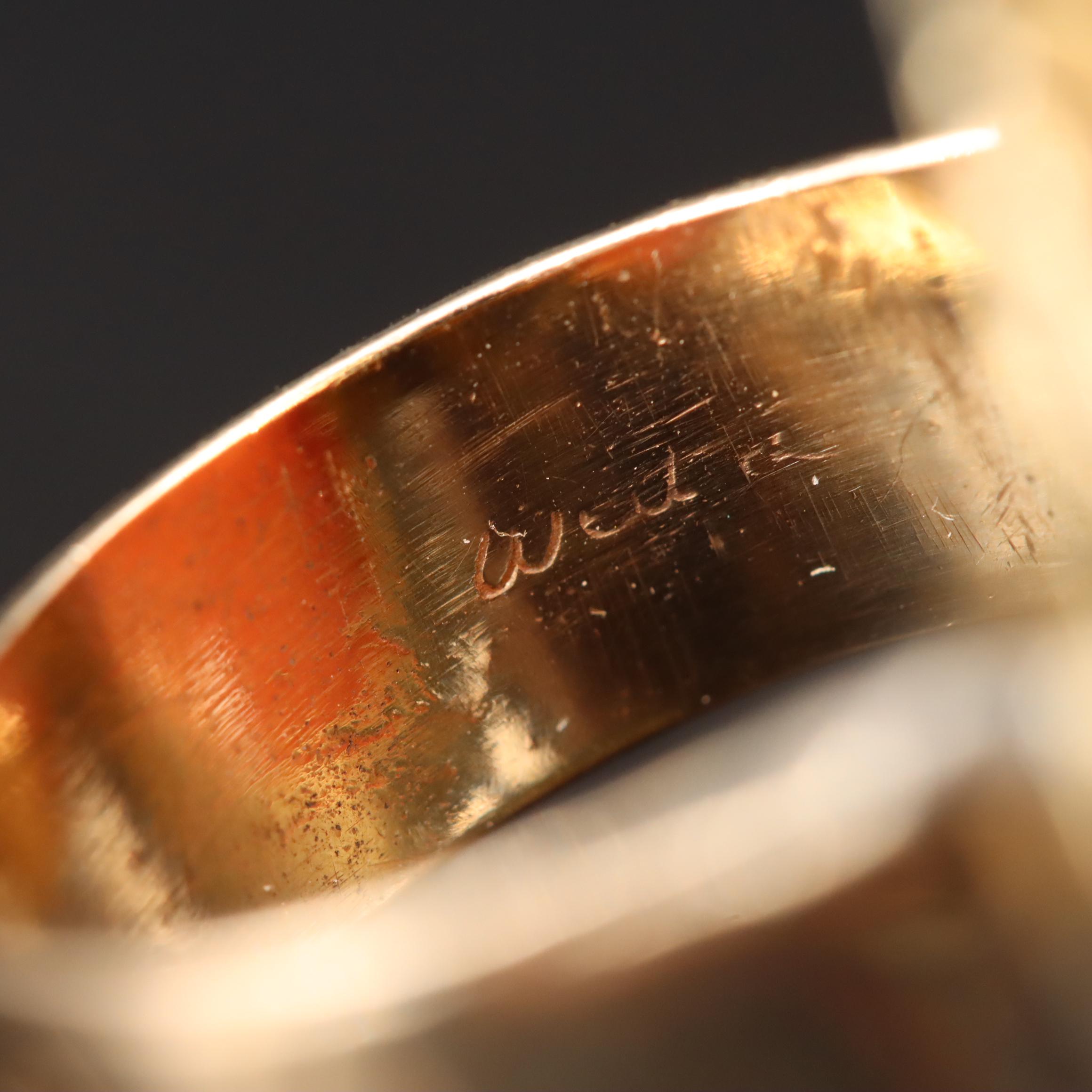 Vintage 14K Carved Coral Rose Ring