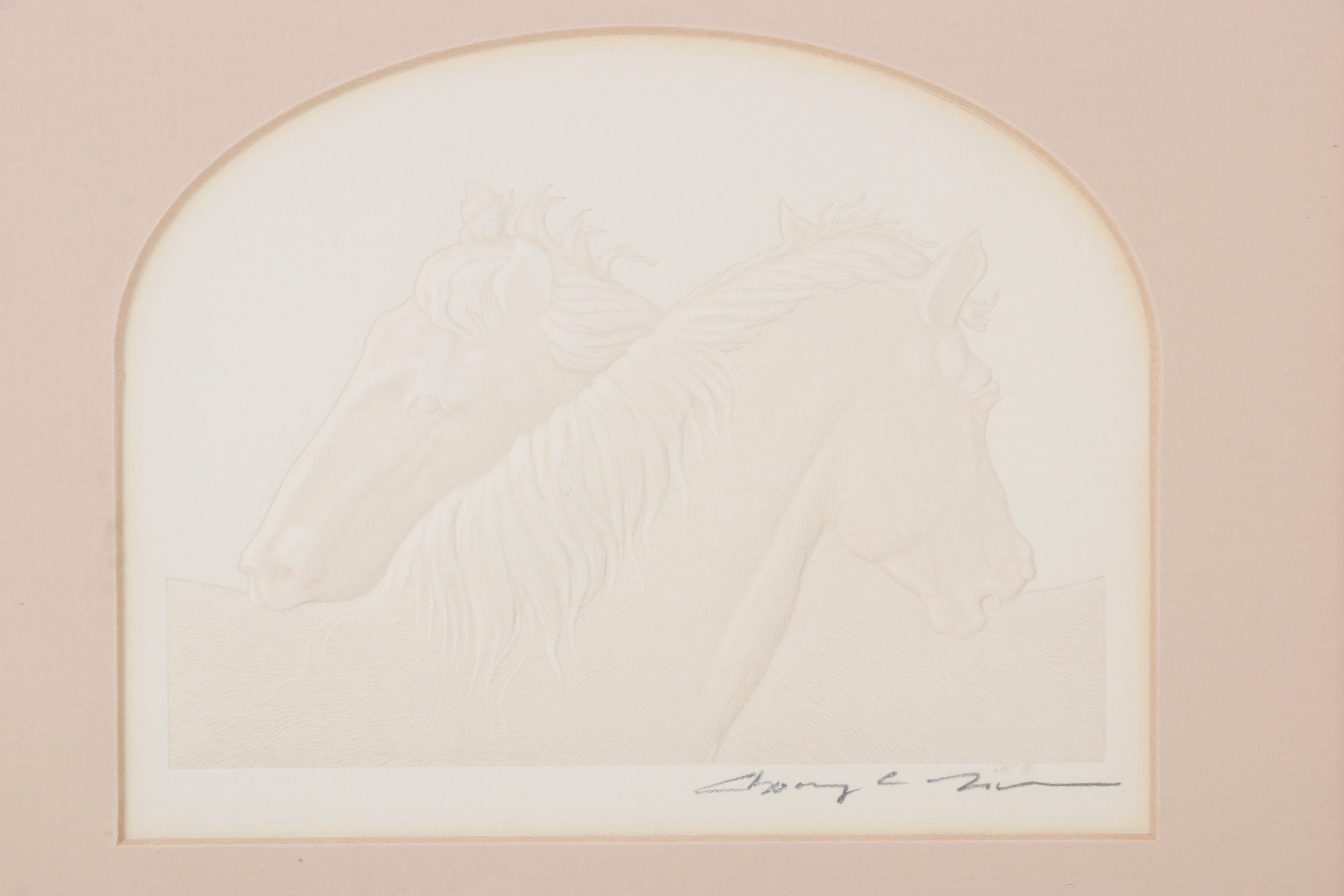 Embossed Cast Paper Relief Of Horses