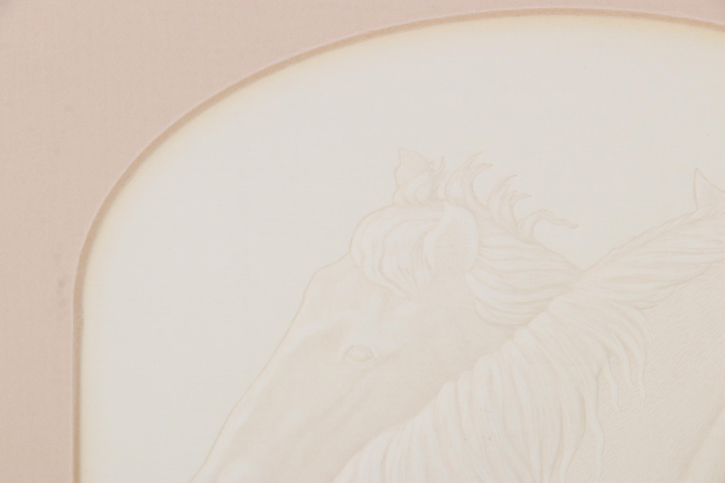 Embossed Cast Paper Relief Of Horses