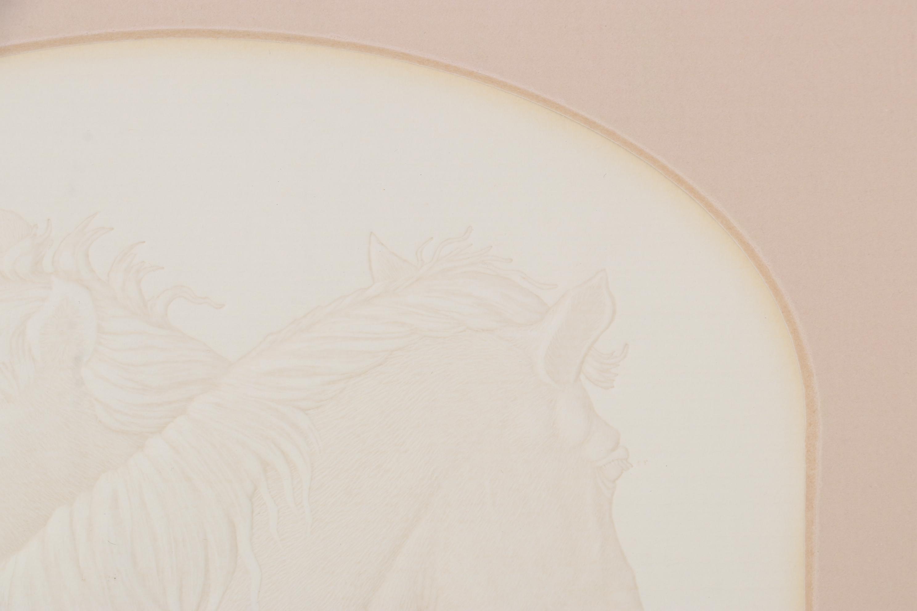 Embossed Cast Paper Relief Of Horses