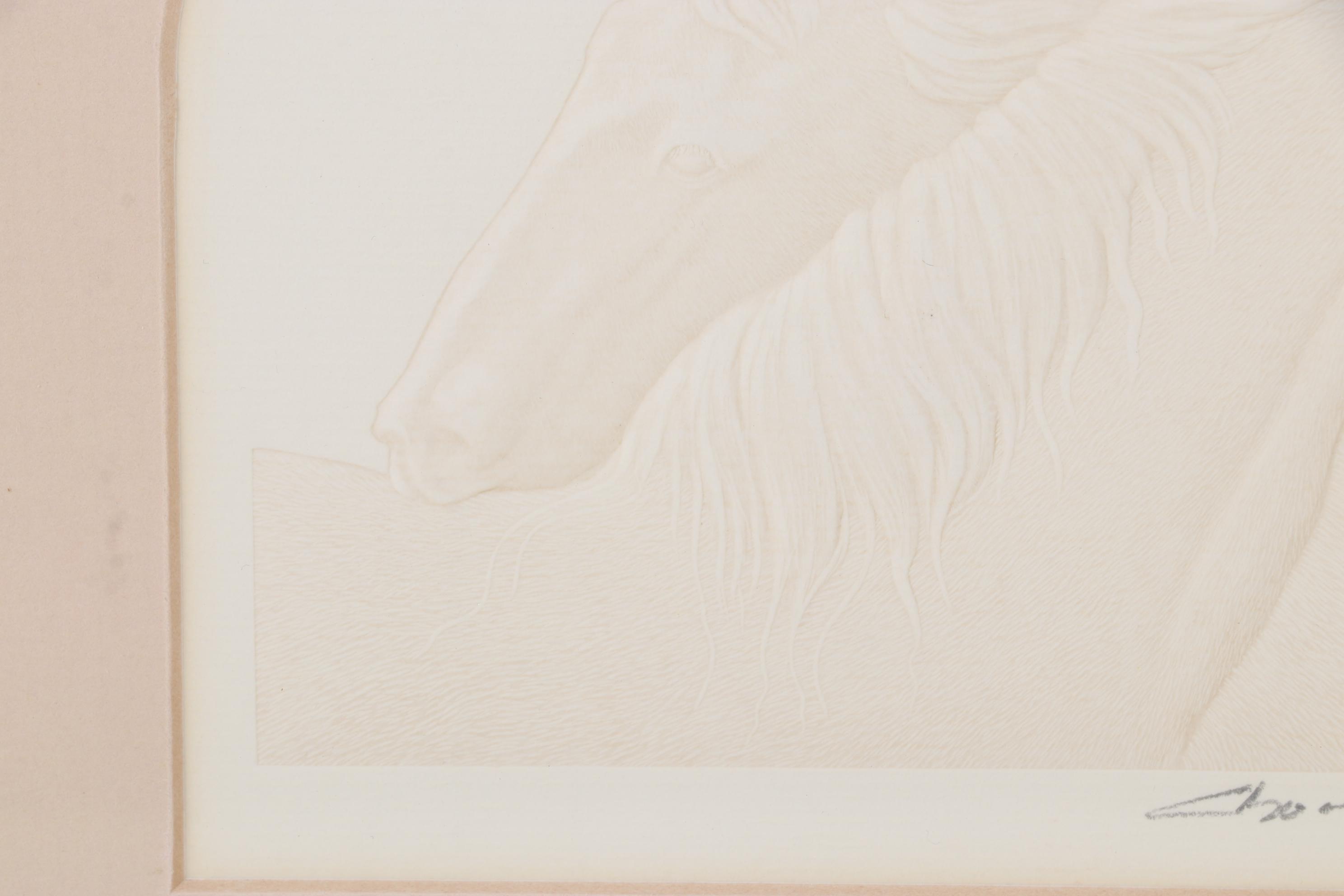 Embossed Cast Paper Relief Of Horses