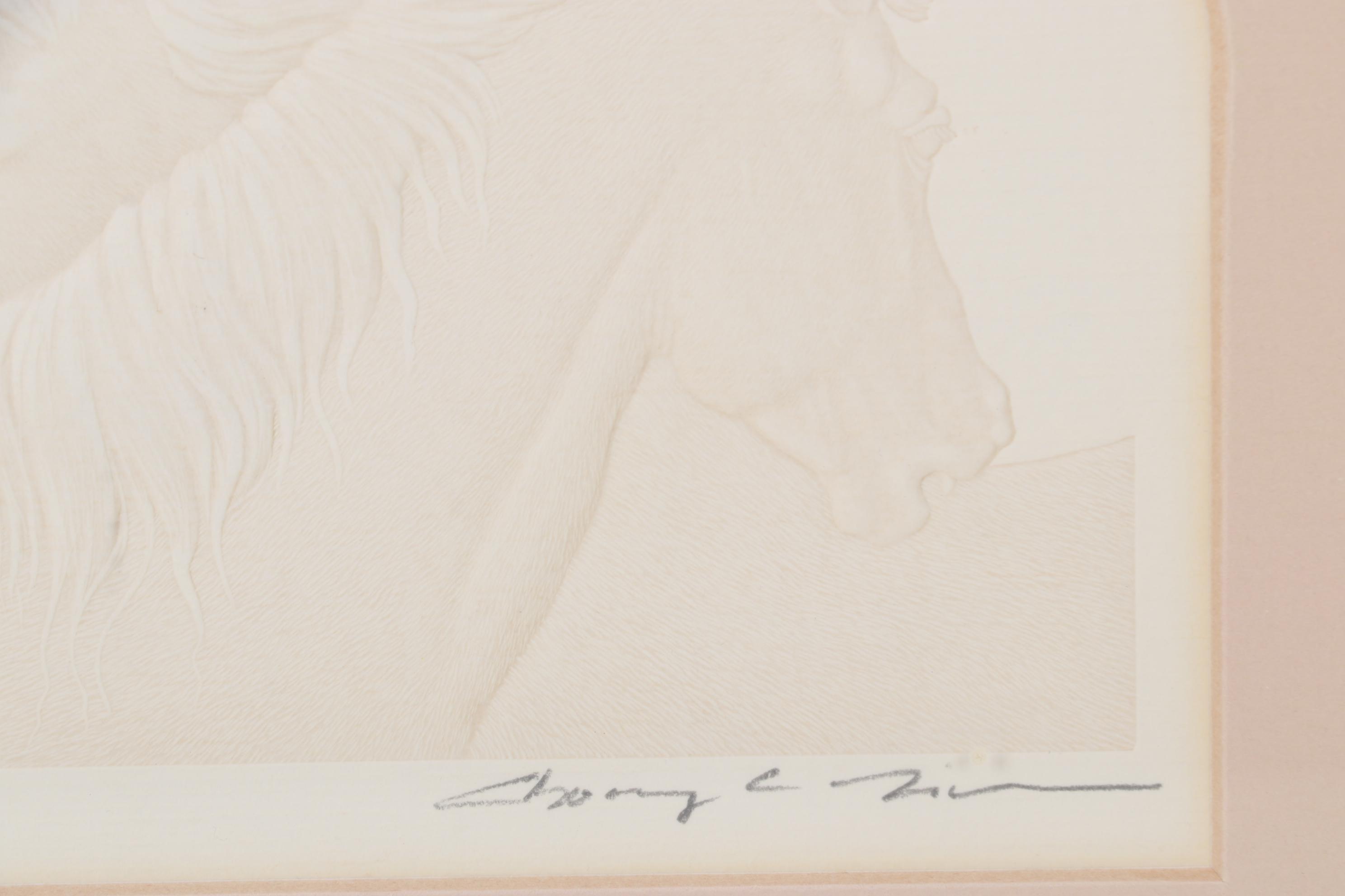 Embossed Cast Paper Relief Of Horses