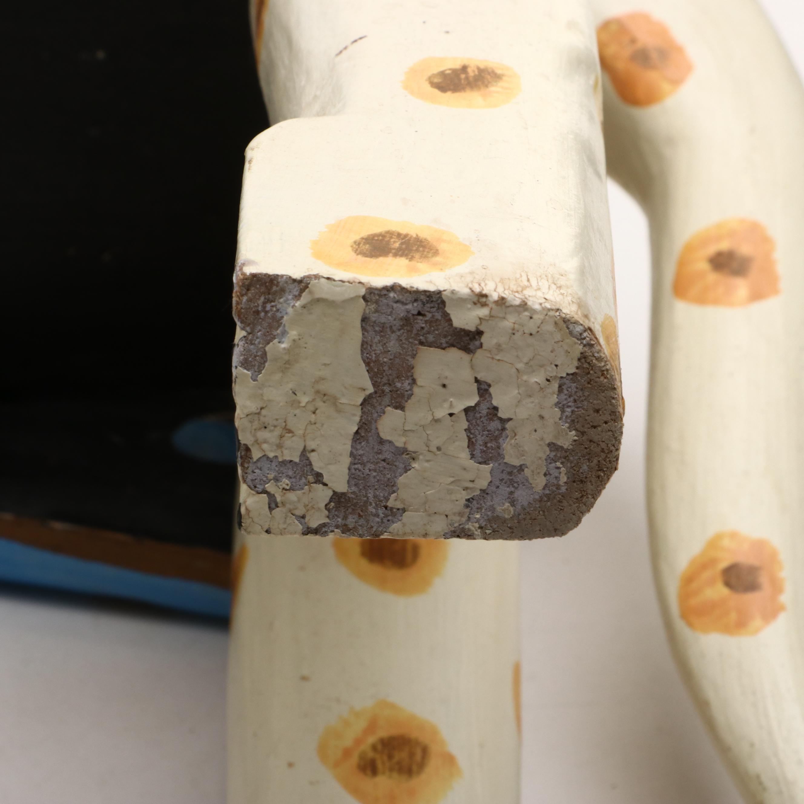 Folk Art Style Polychrome Wood Animal-Shaped Stool or Stand