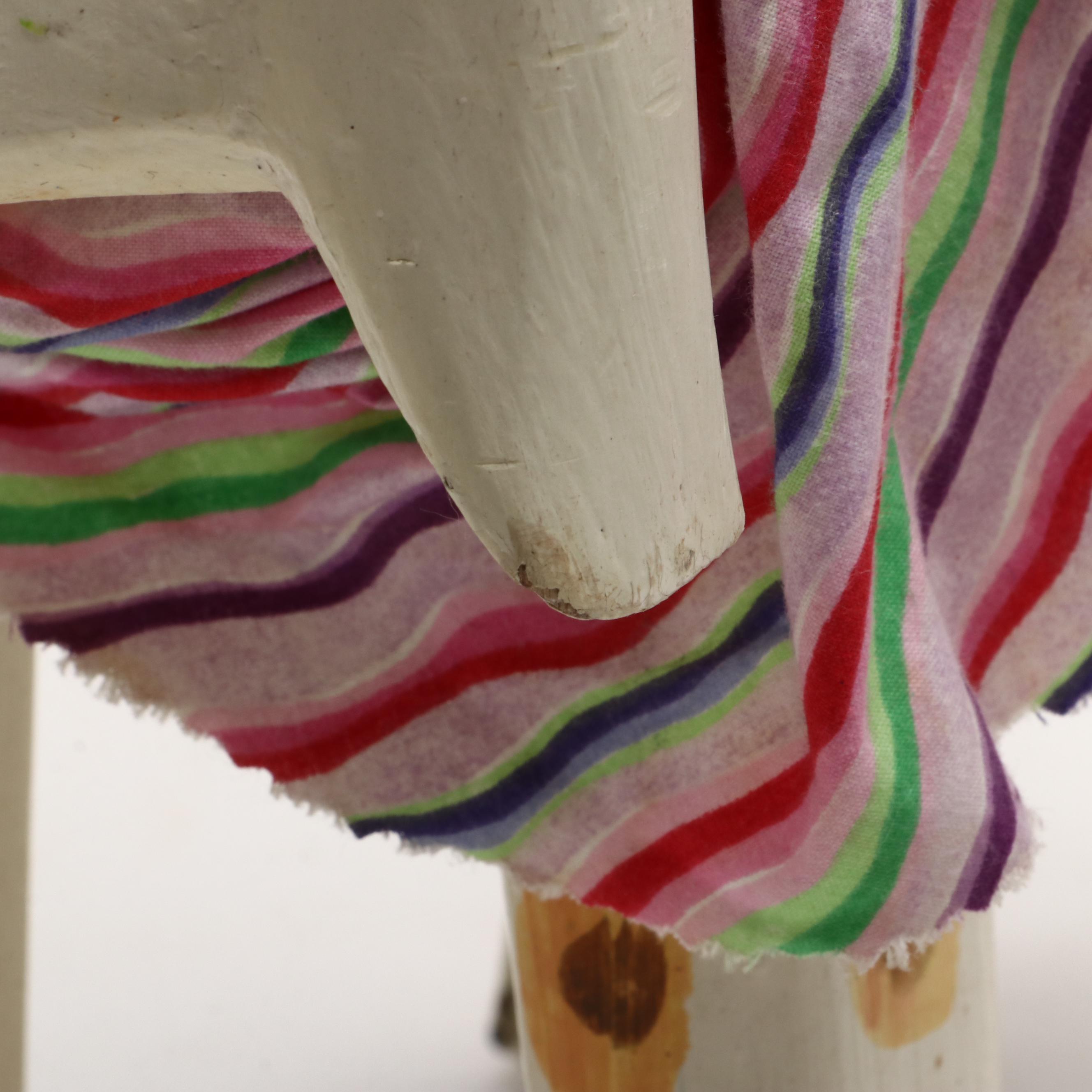 Folk Art Style Polychrome Wood Animal-Shaped Stool or Stand