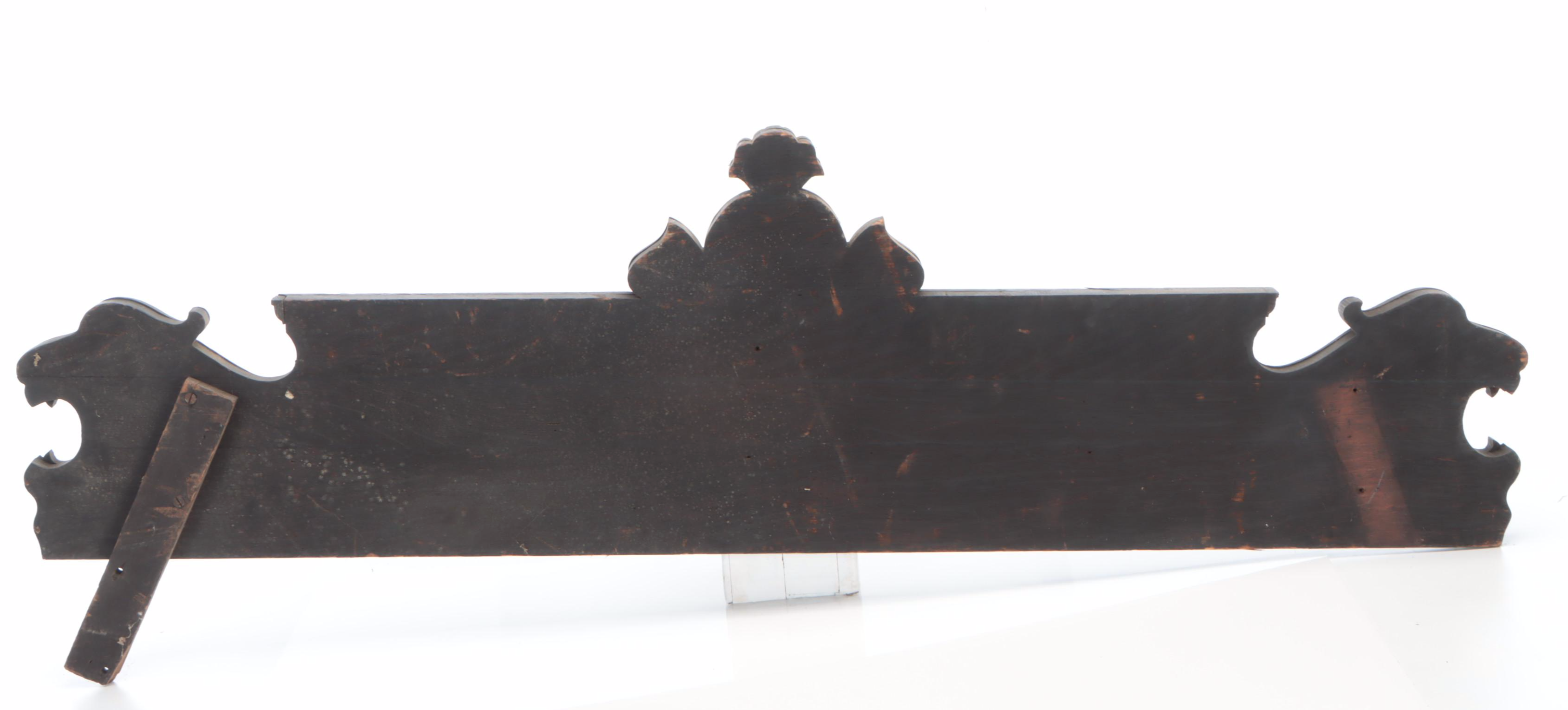 Two Victorian Oak Furniture Backsplashes or Crests, Late 19th Century