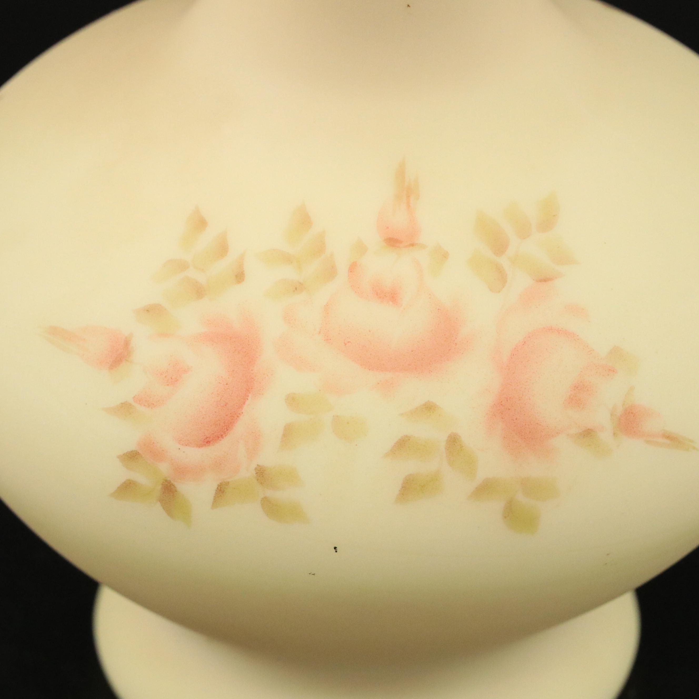 Fenton Hand-Painted Burmese Glass Vases and Bowls