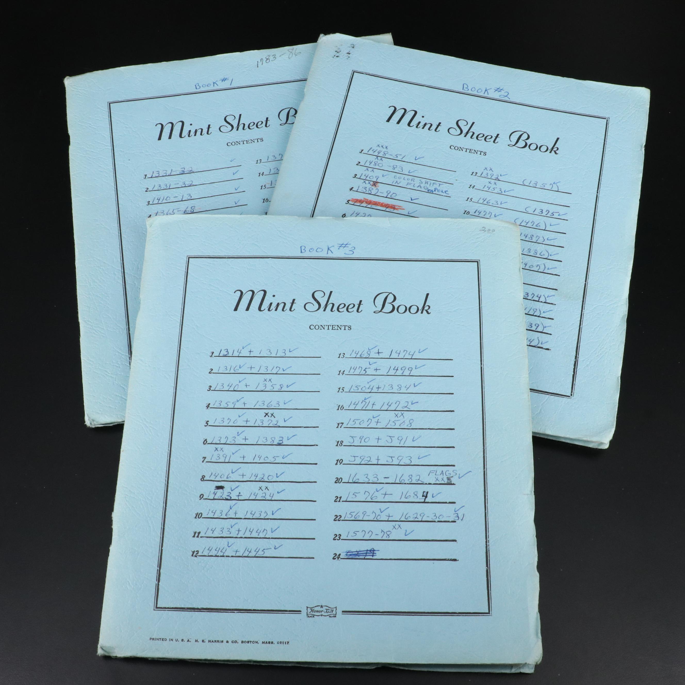 Three Folders of Vintage Mint Condition U.S. Postage Stamp Sheets