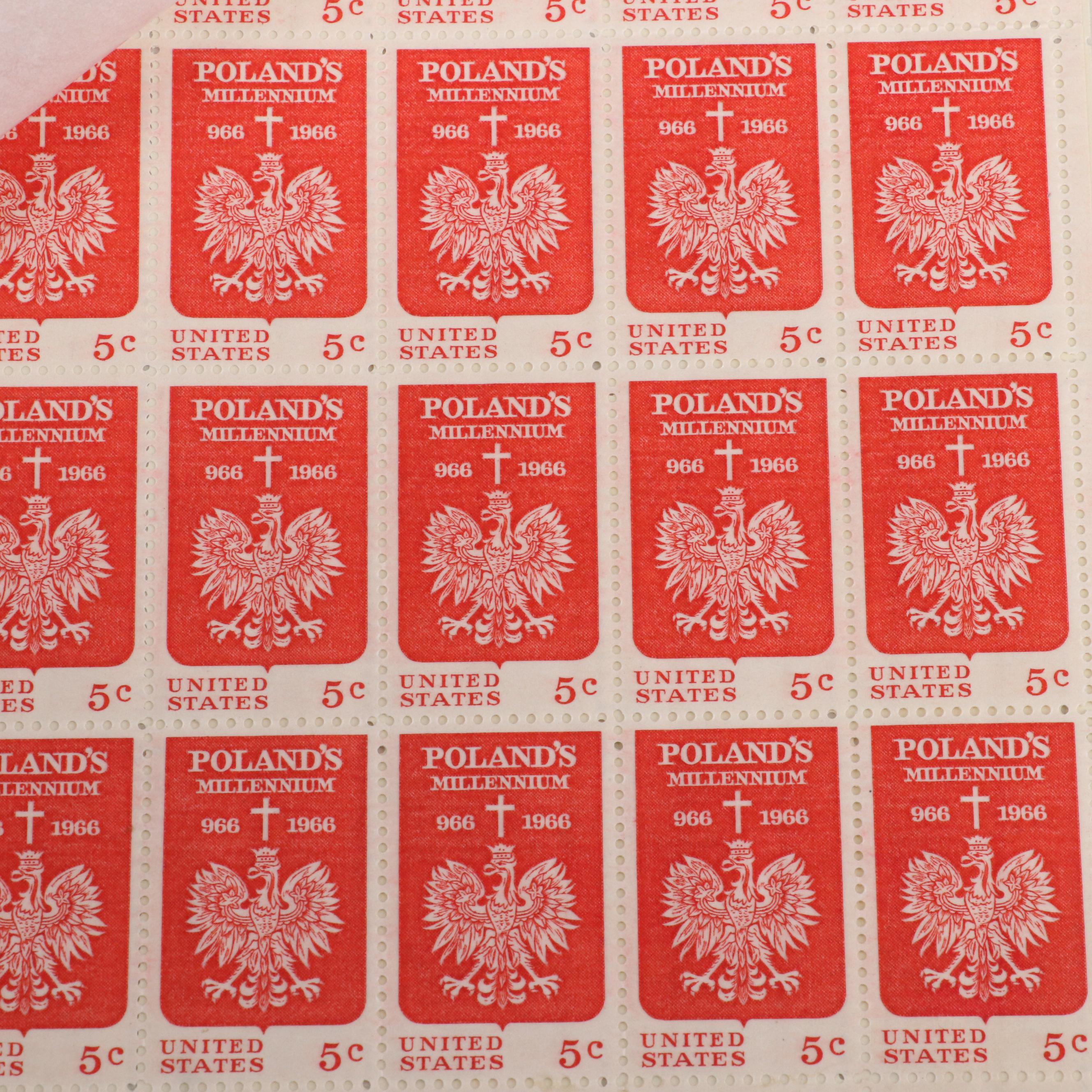 Three Folders of Vintage Mint Condition U.S. Postage Stamp Sheets