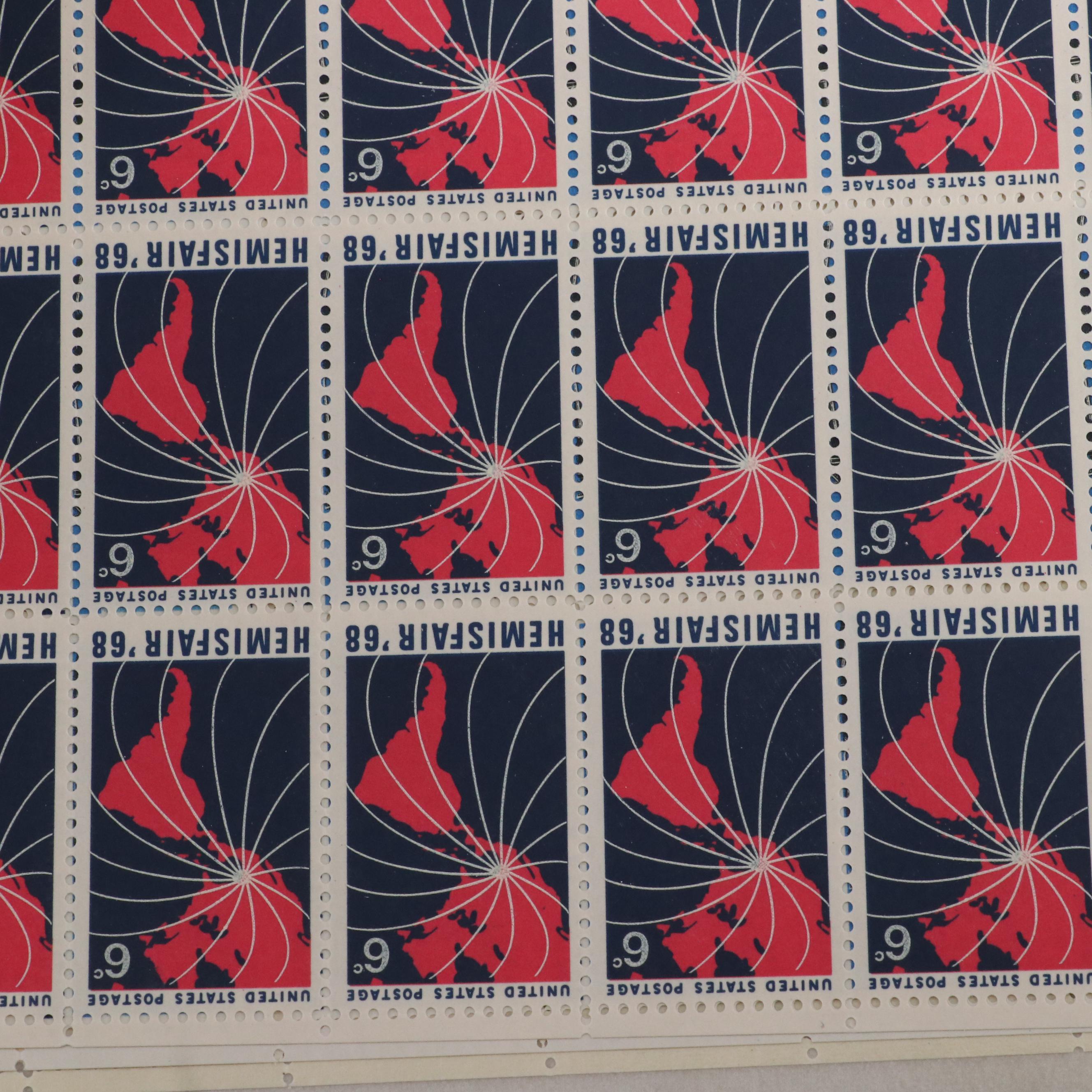 Three Folders of Vintage Mint Condition U.S. Postage Stamp Sheets