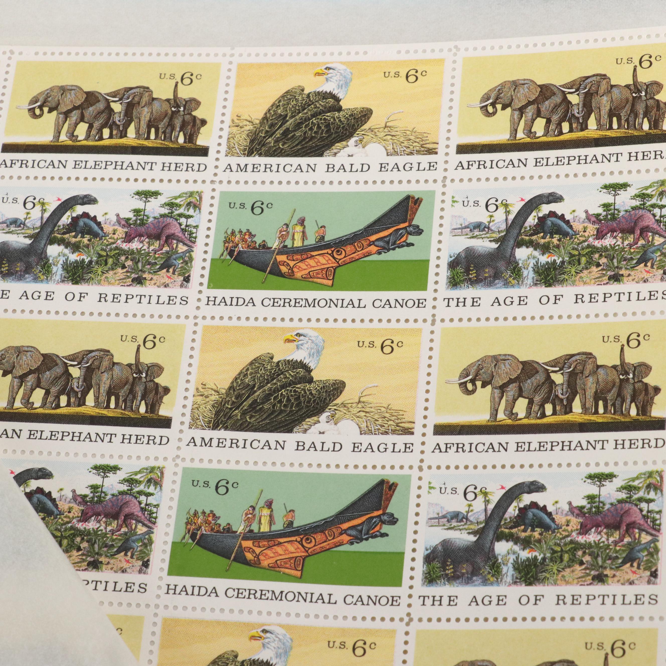 Three Folders of Vintage Mint Condition U.S. Postage Stamp Sheets