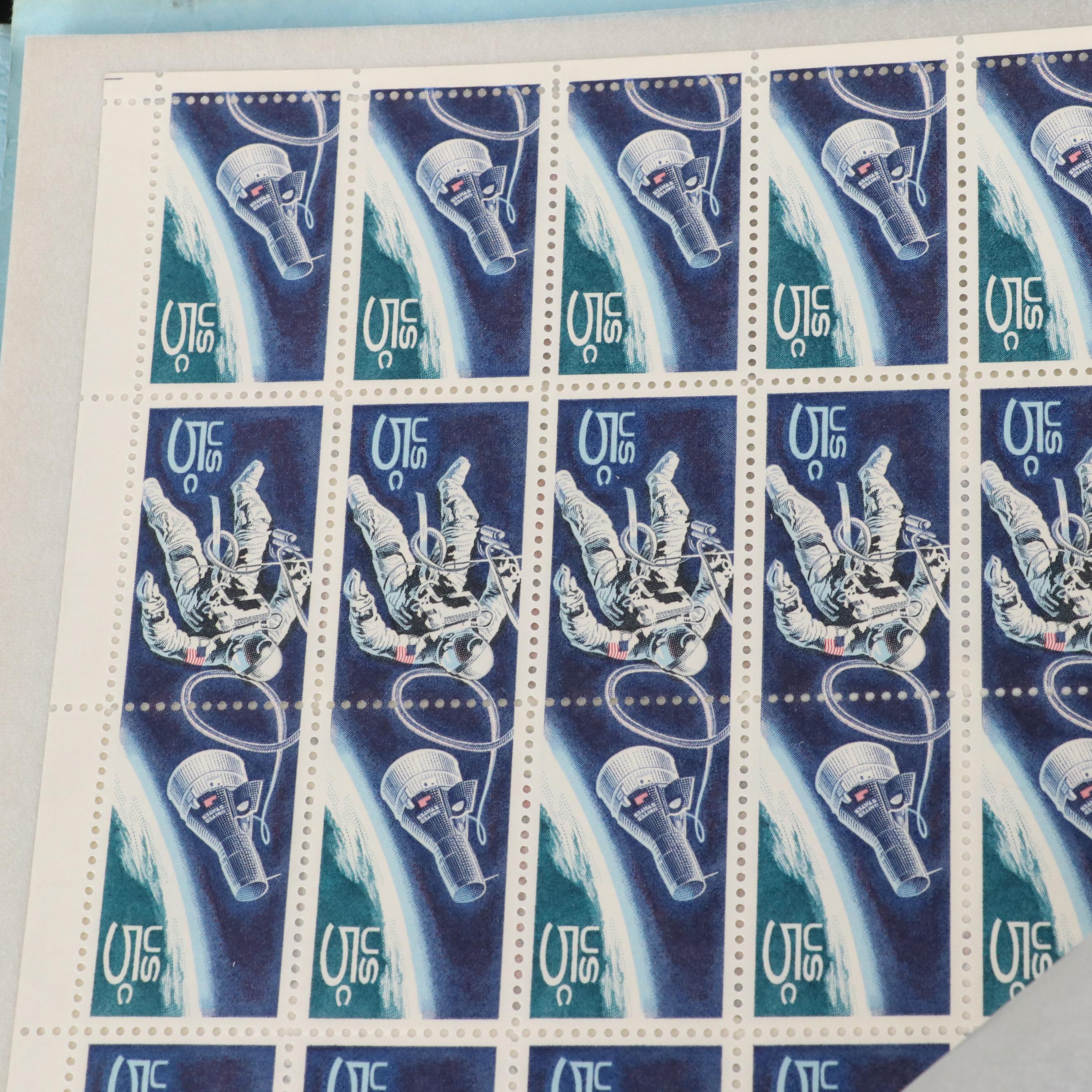 Three Folders of Vintage Mint Condition U.S. Postage Stamp Sheets