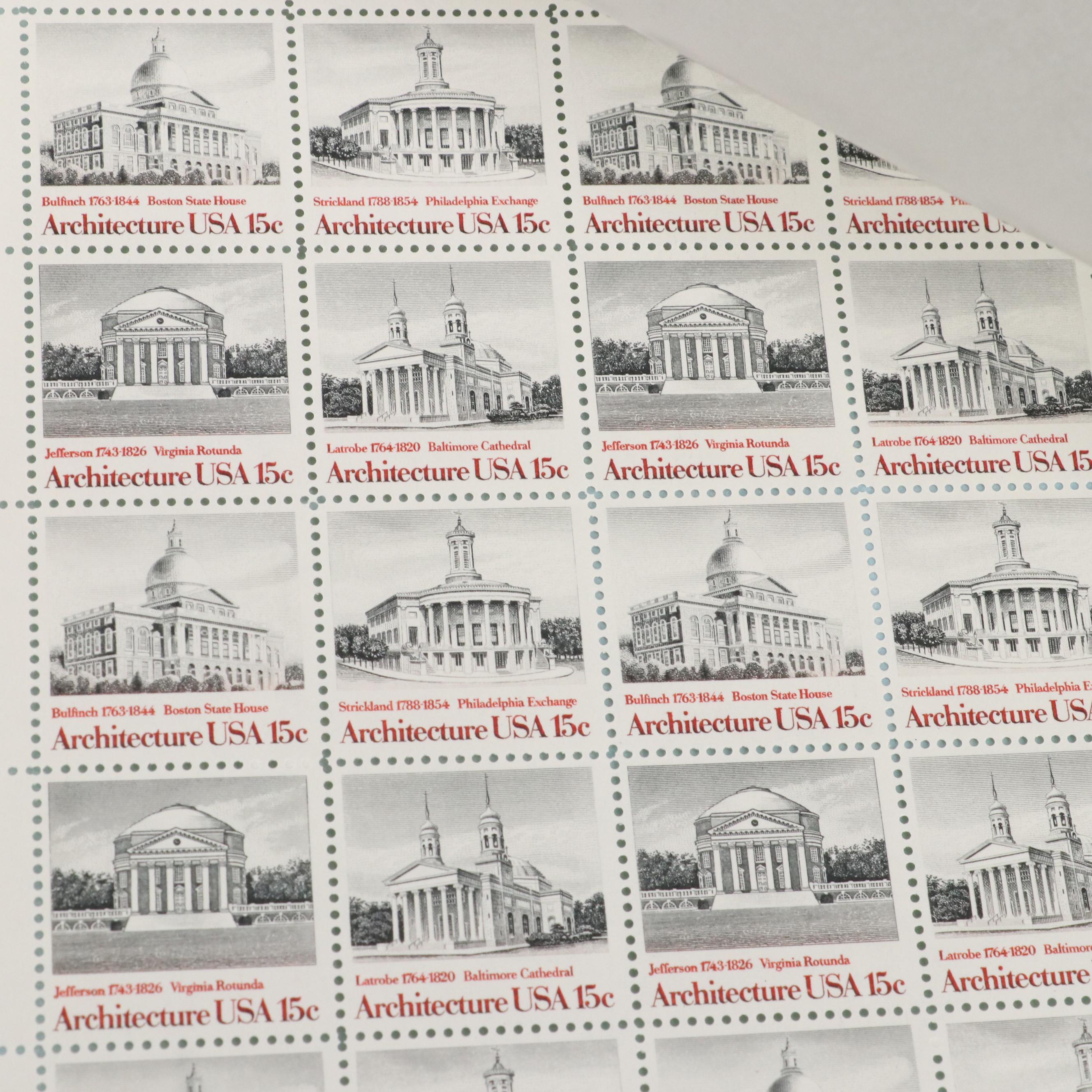 Three Folders of Vintage Mint Condition U.S. Postage Stamp Sheets