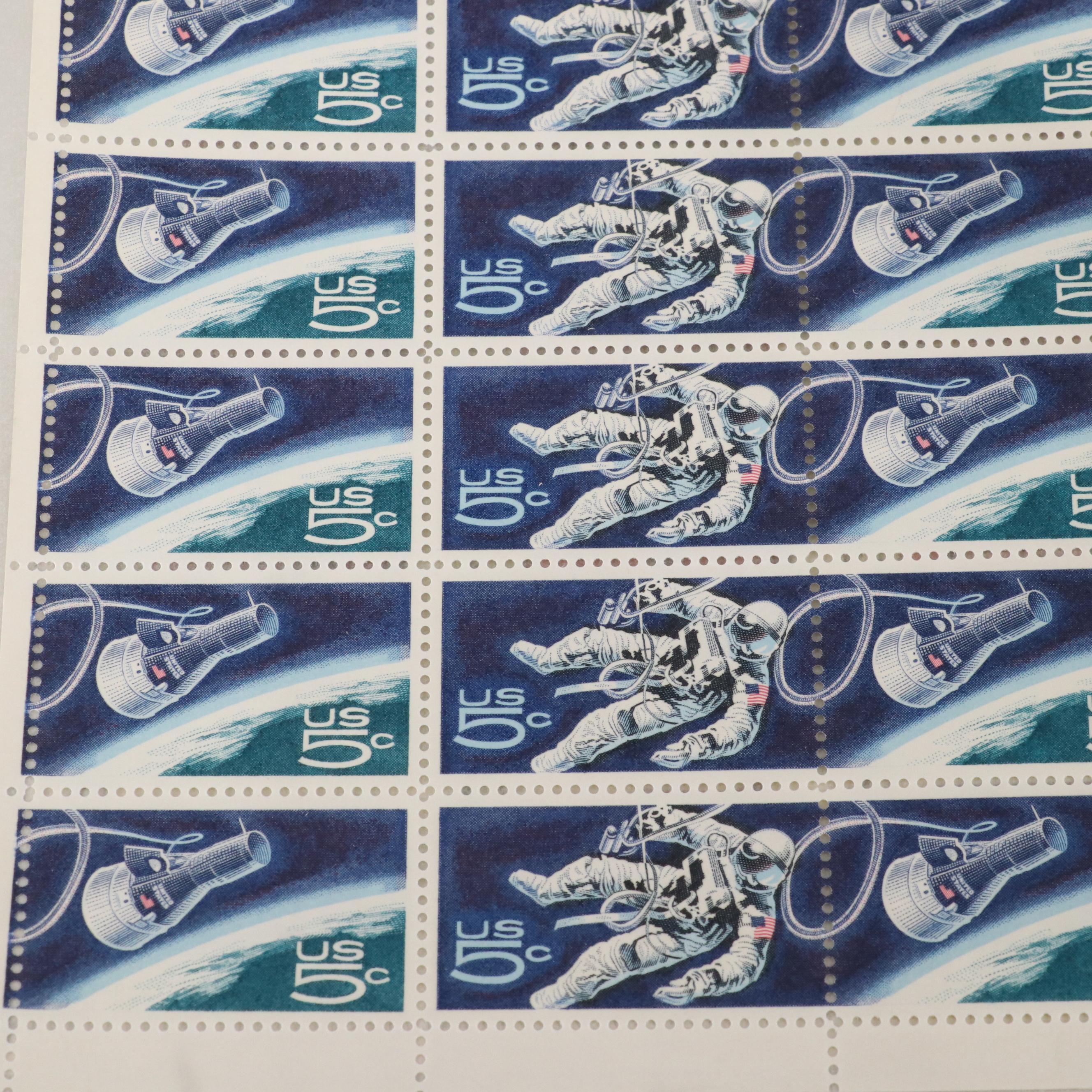 Three Folders of Vintage Mint Condition U.S. Postage Stamp Sheets