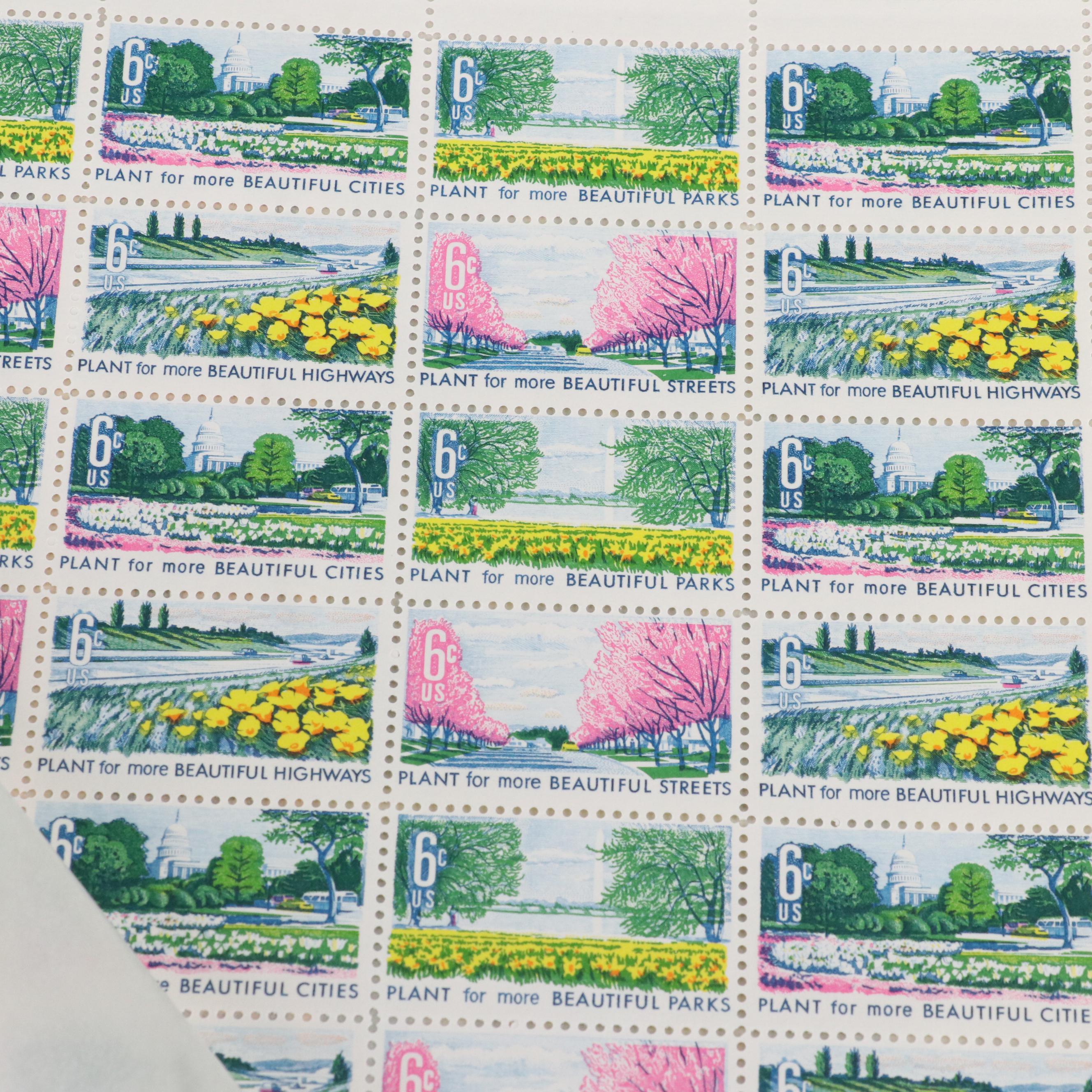 Three Folders of Vintage Mint Condition U.S. Postage Stamp Sheets