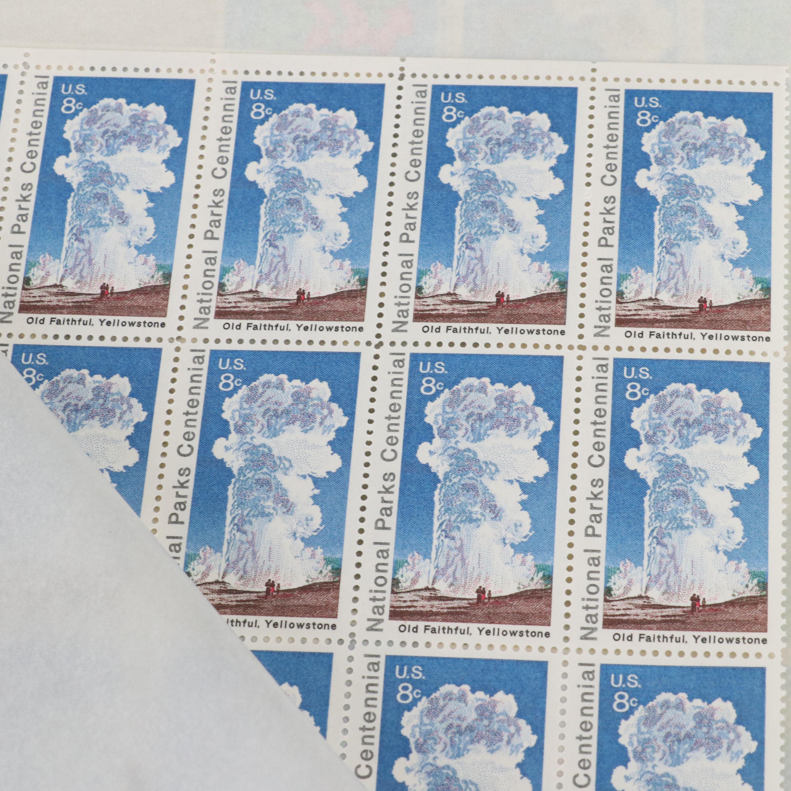 Three Folders of Vintage Mint Condition U.S. Postage Stamp Sheets