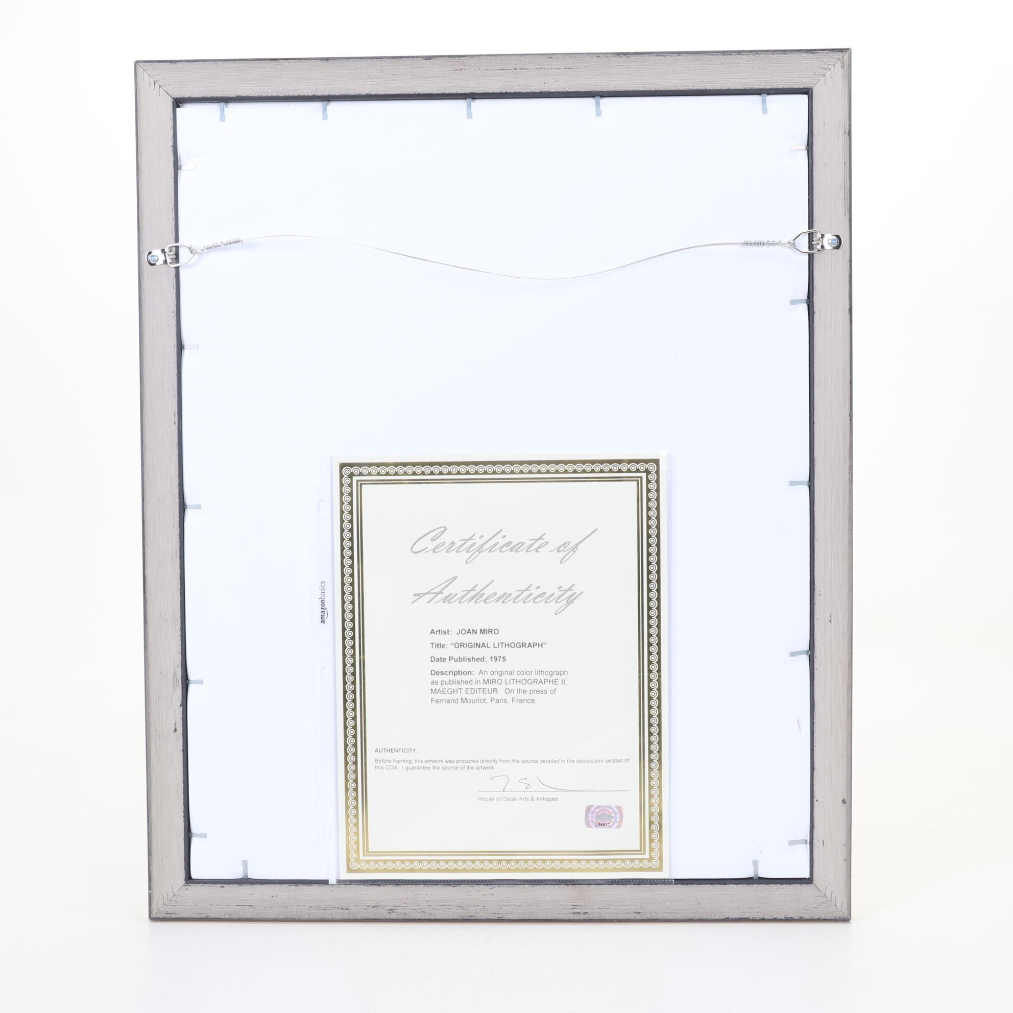 Joan Miró Color Lithograph From "Lithographs II," 1975