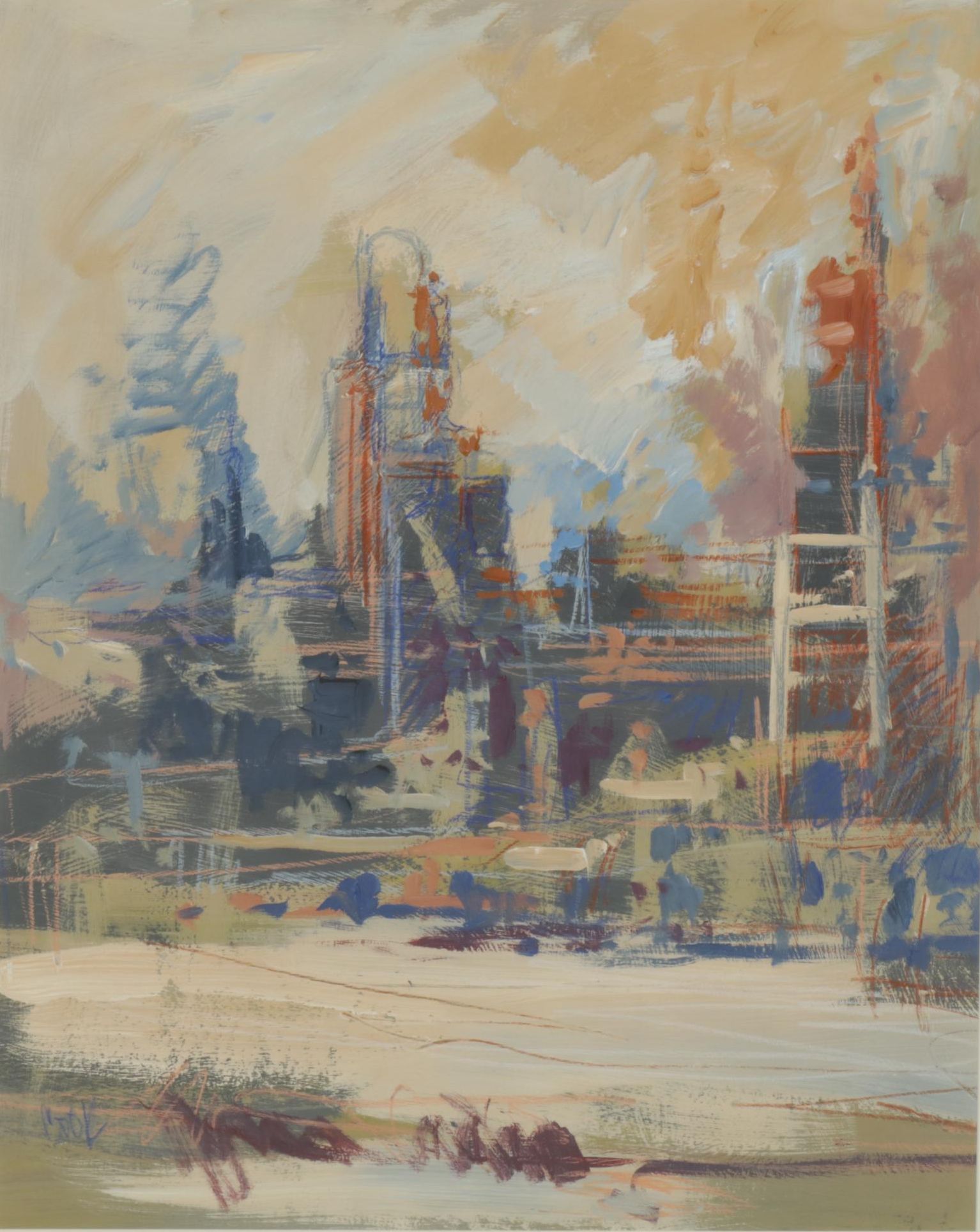 Mixed Media Abstract Landscape Attributed to James Pringle Cook