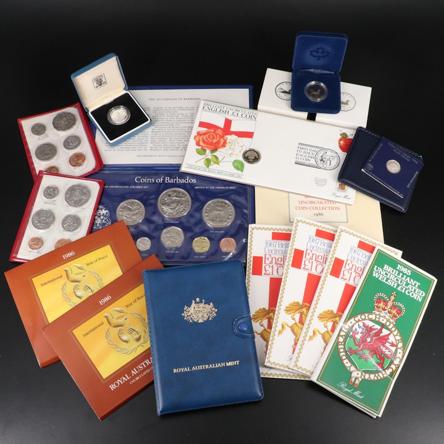 Collection of Seventeen Mint and Proof Sets From Around the World