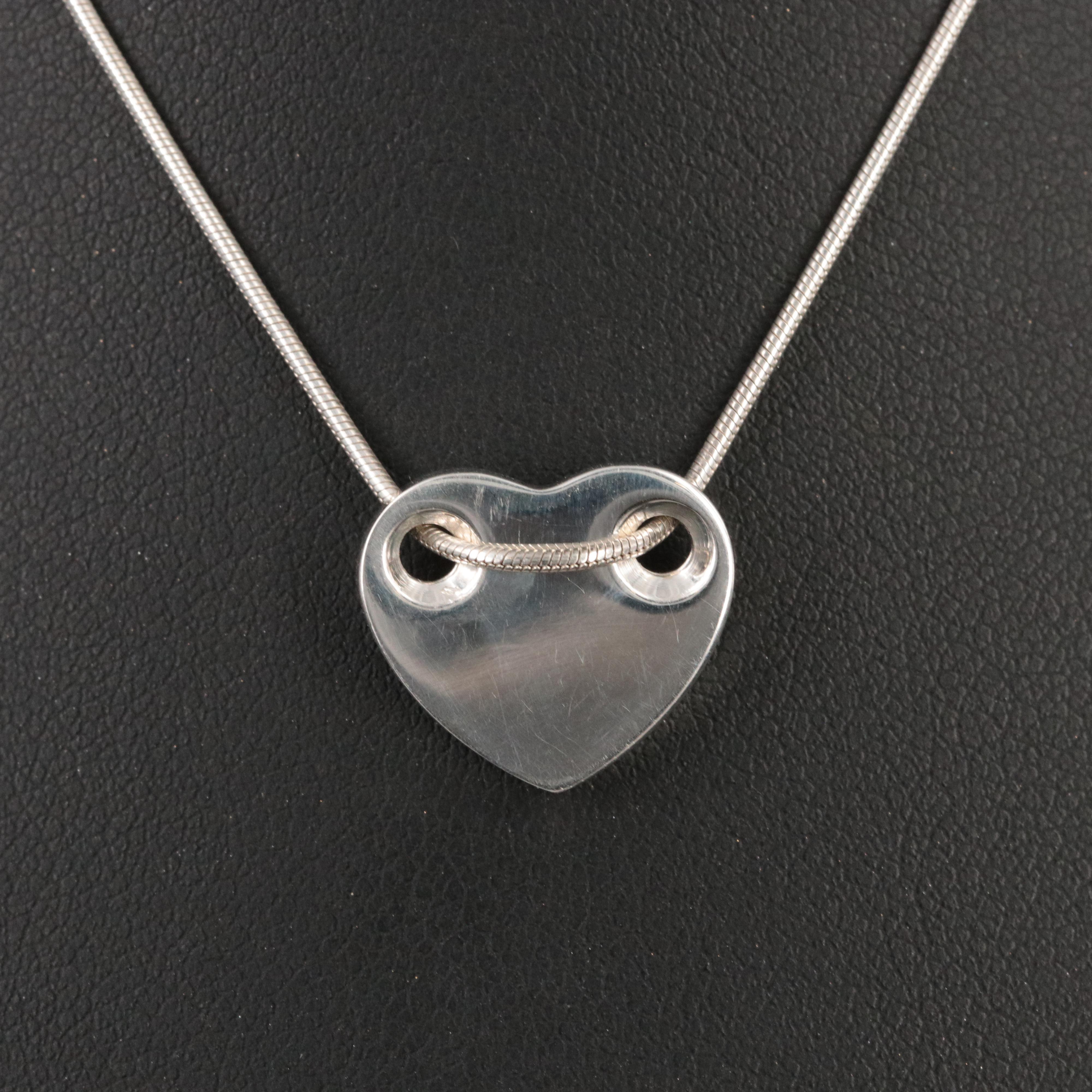 Tiffany & Co. Sterling Flat Heart Necklace