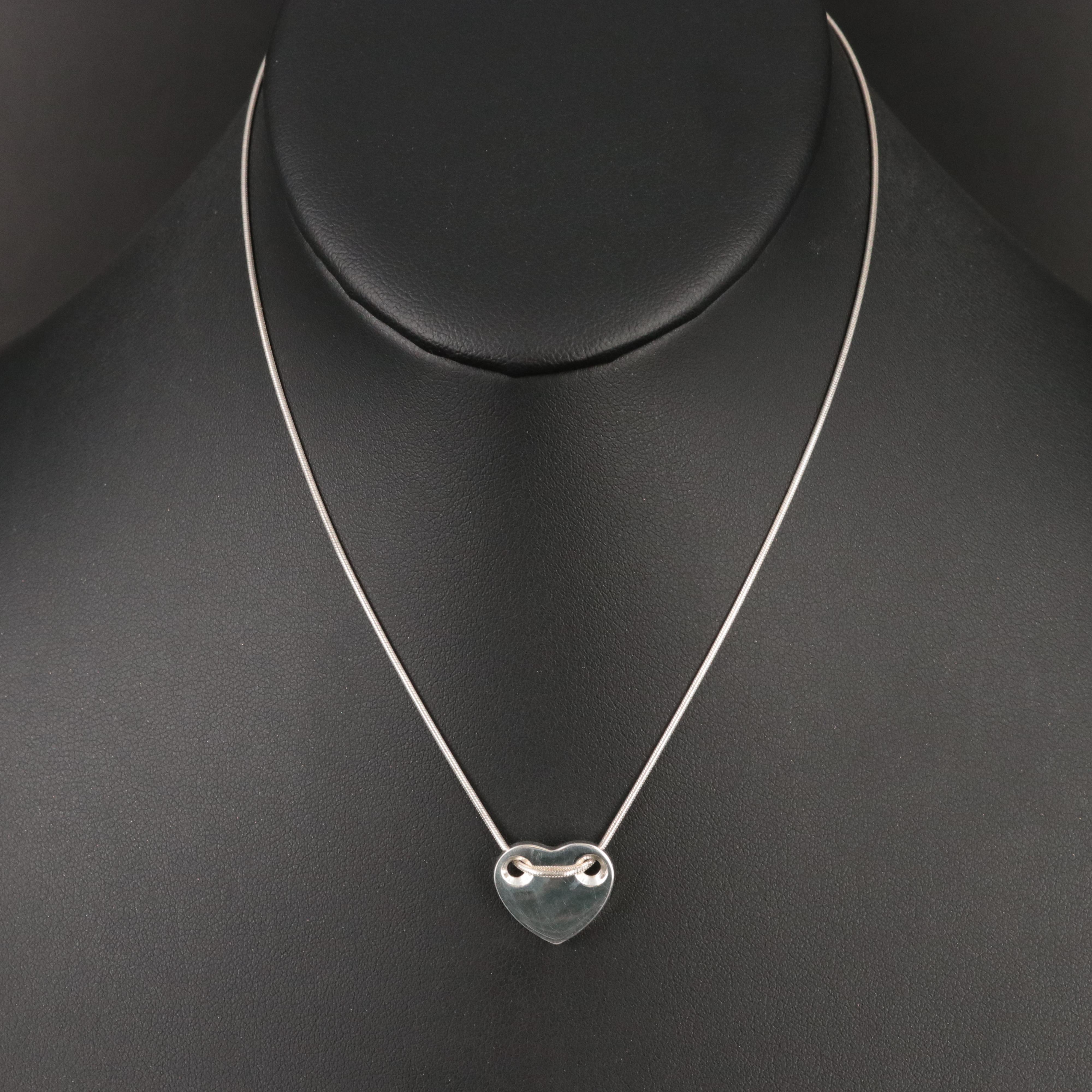 Tiffany & Co. Sterling Flat Heart Necklace